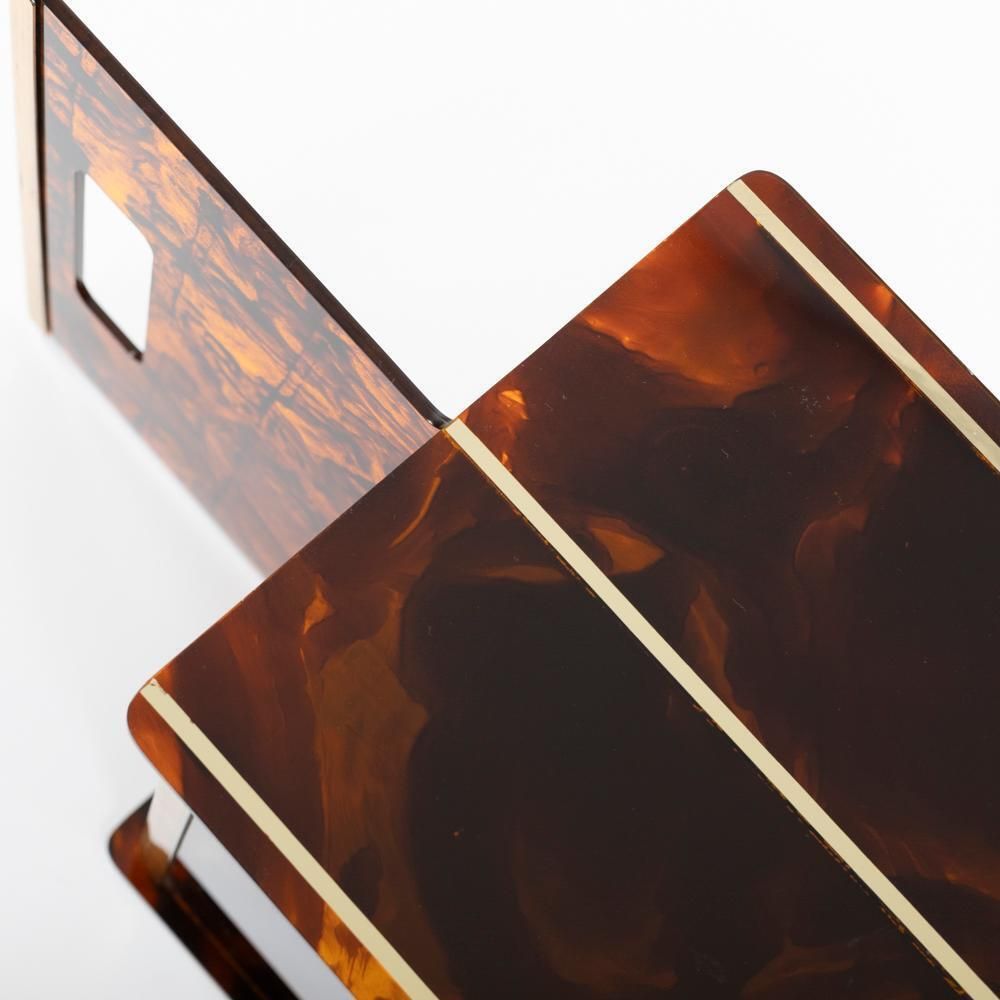 Home Decor French Elegante Mid Century Lucite Brass Magazine Rack By Maison Dior 1970s photo
