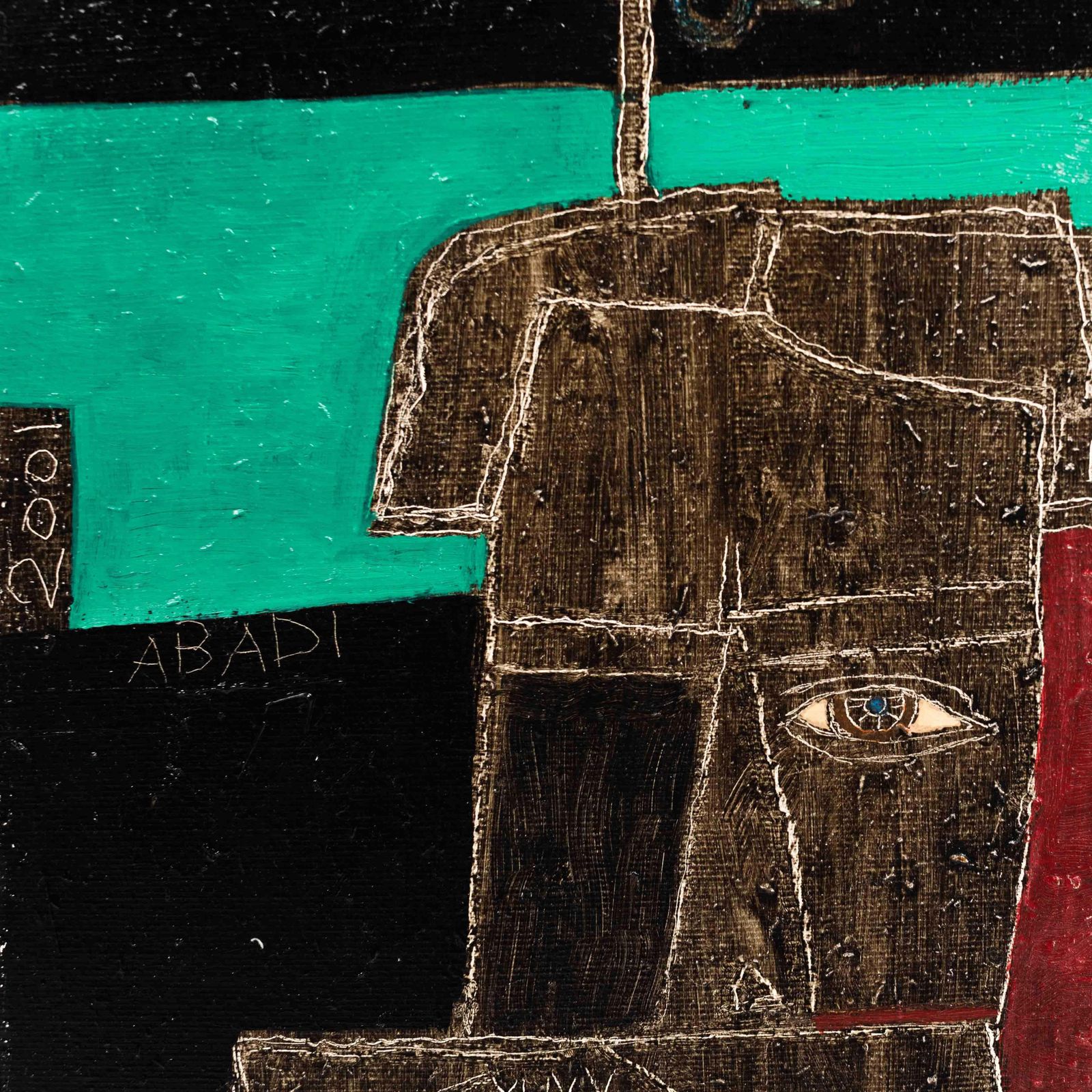 Modern Cubistic Painting In Acrylics On Canvas By Fritzie Abadi, New York 2001 photo vinterior