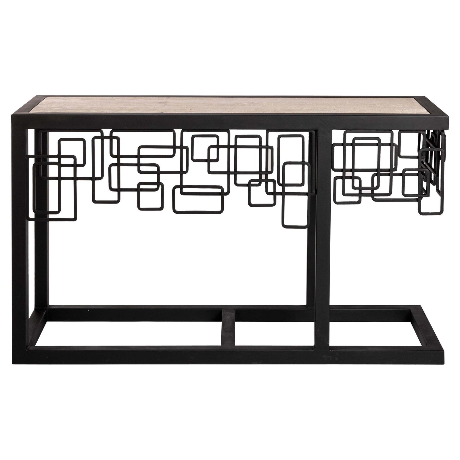 Italian Mid Century Iron/Travertine Console Table Abstract Geometric Design 70s photo furniture