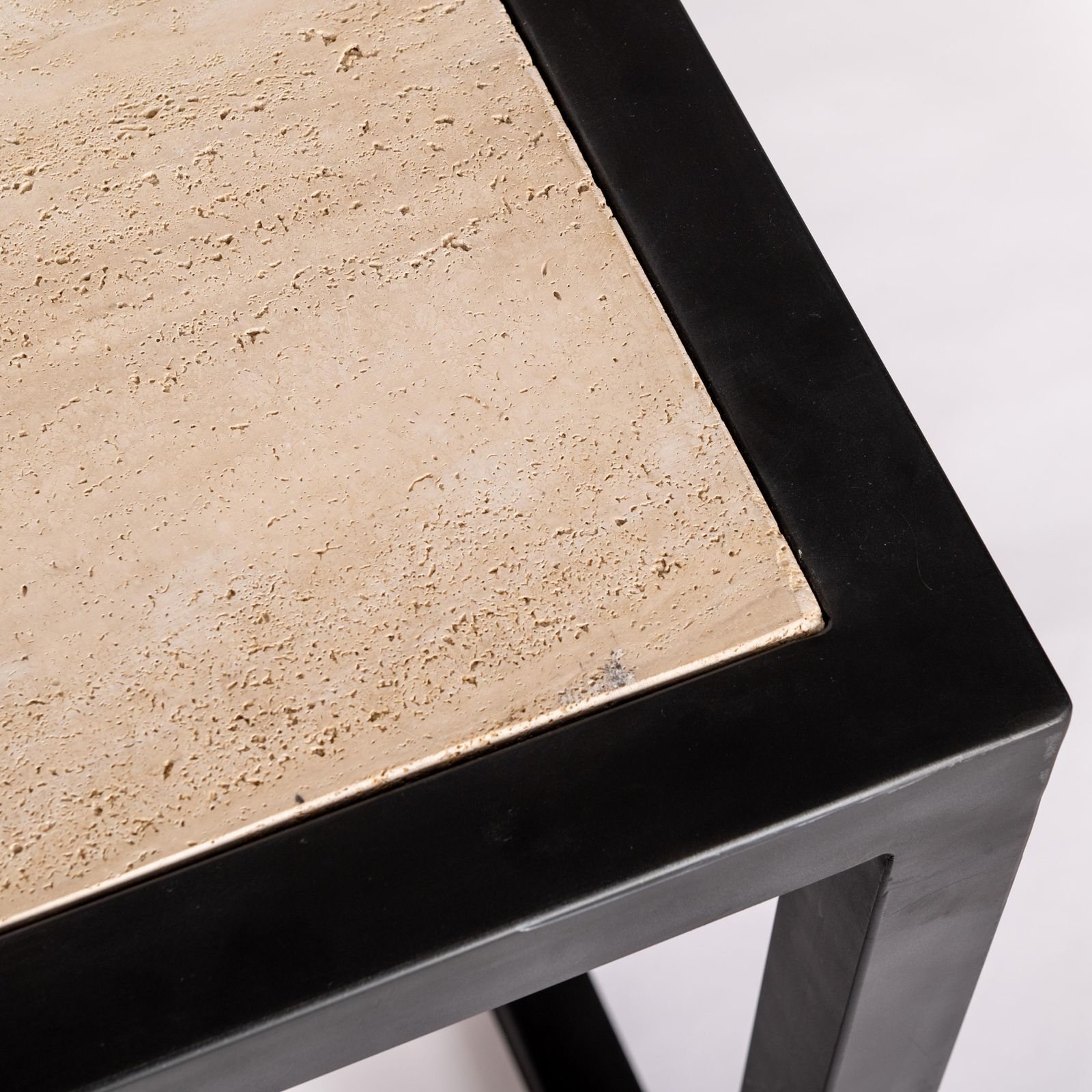 Furniture Italian Mid Century Iron/Travertine Console Table Abstract Geometric Design 70s photo