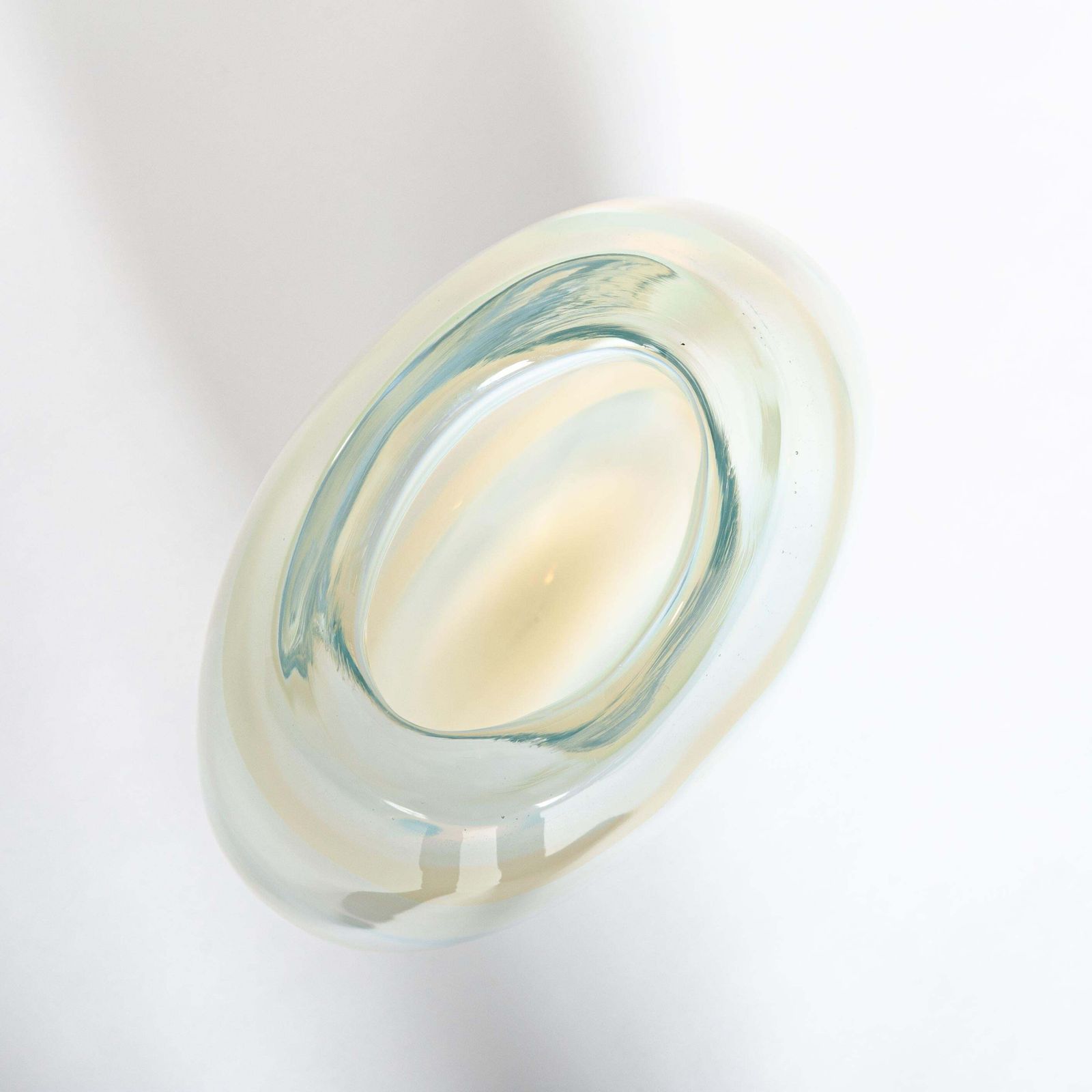 Modern Italian Heavy Opalescent Murano Glass Vase Signed By P. Signoretto photo for sale