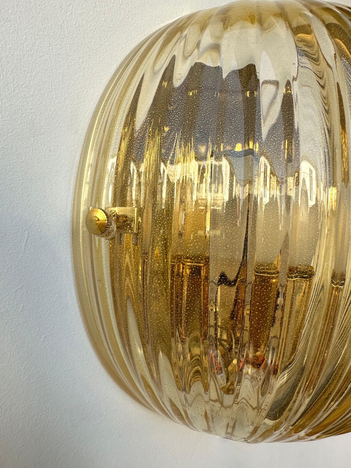 Contemporary Pair Of Gold Leaf Murano Glass Half Ball Sconces, Italy, 2000s photo buy