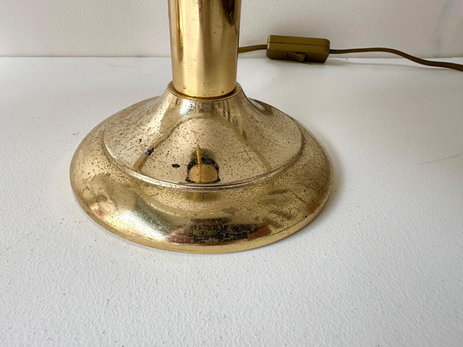 Pair Of Mushroom Lamps Brass And Murano Glass By F. Fabbian, Italy, 1970s photo vinterior