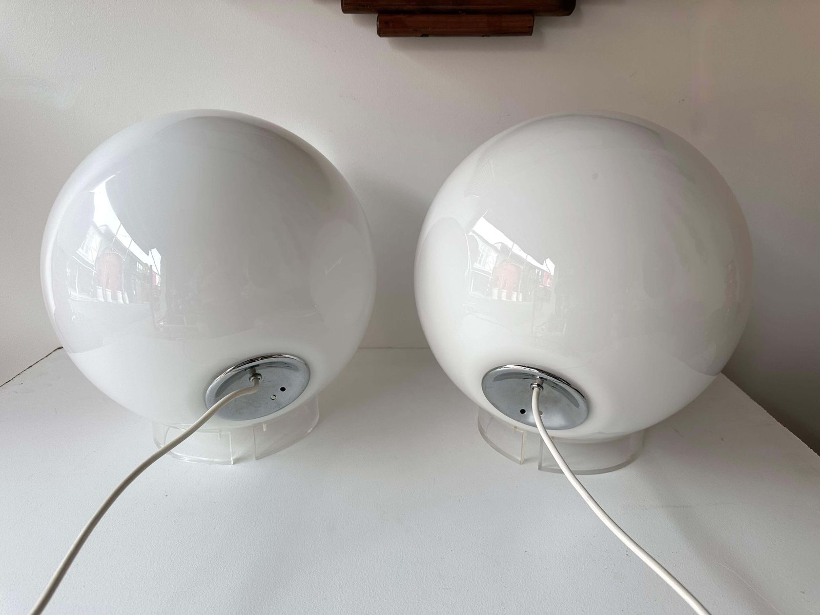 Pair Of Murano Ball Glass Lamps Elios By Giusto Toso For Leucos, Italy, 1970s photo buy