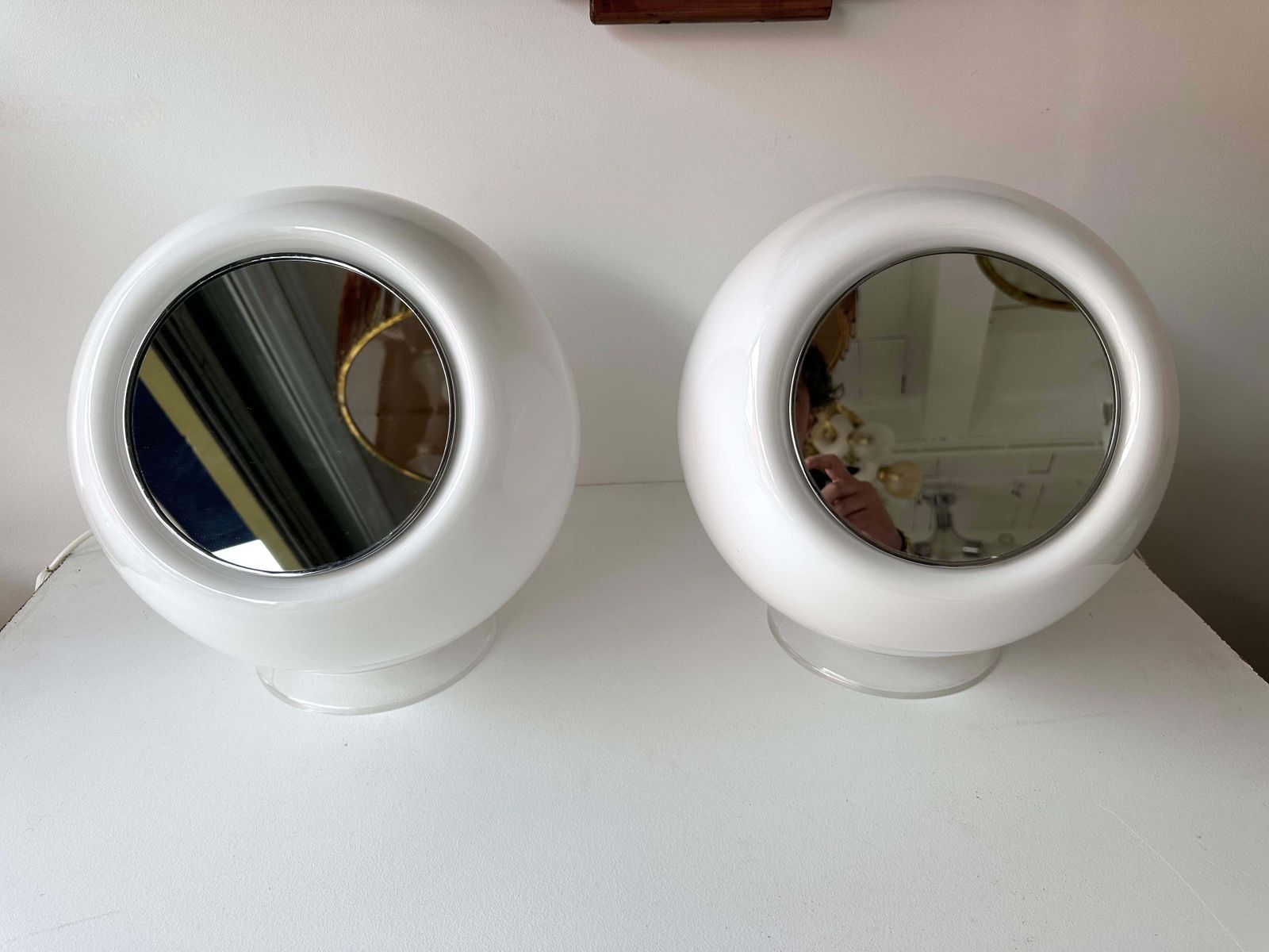 photo for sale Pair Of Murano Ball Glass Lamps Elios By Giusto Toso For Leucos, Italy, 1970s