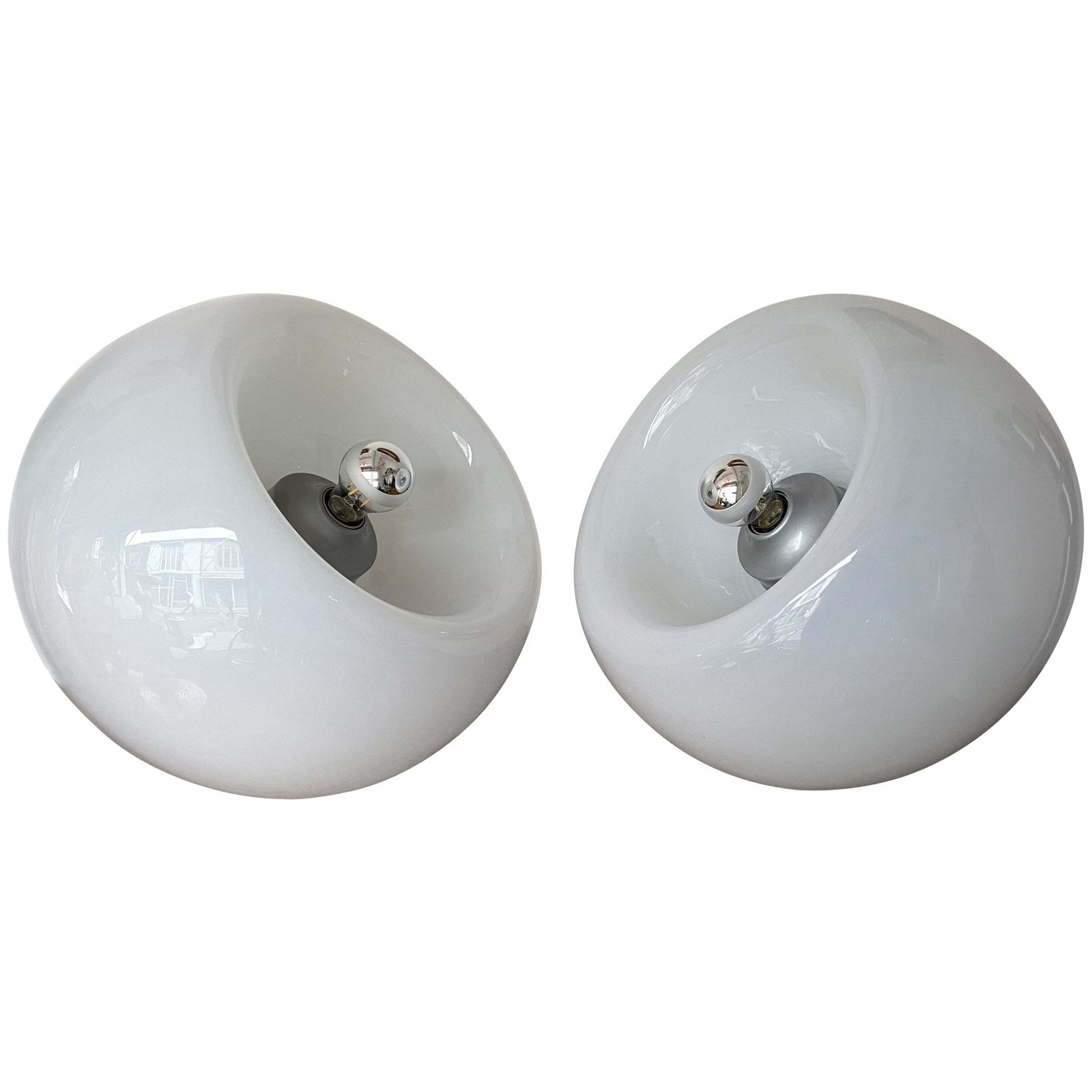 Space Age Pair Of Vacuna Murano Glass Lamps By Artemide, Italy, 1968