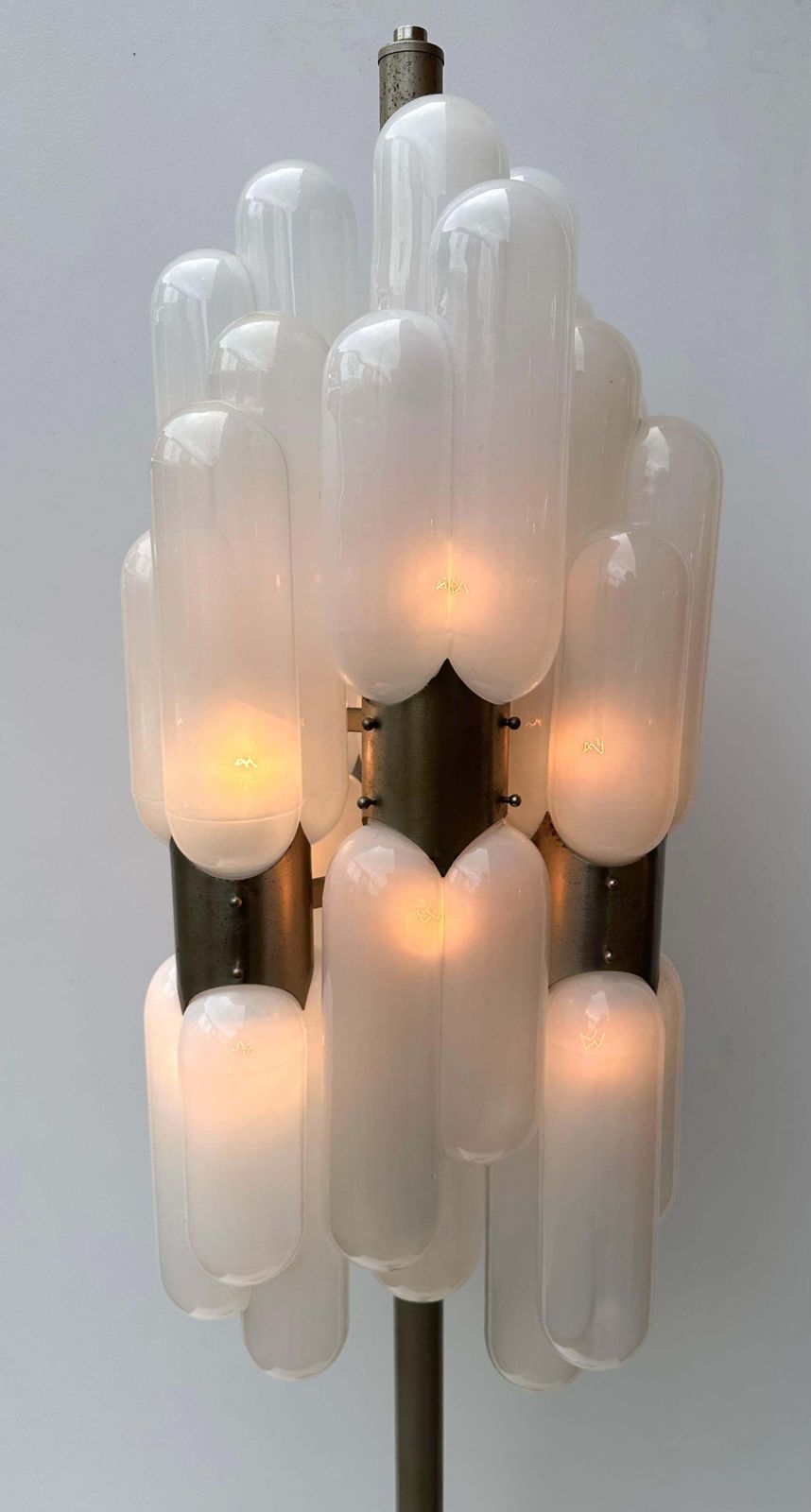 Floor Lamp Torpedo Murano Glass Metal By Carlo Nason For Mazzega, Italy, 1970s photo for sale