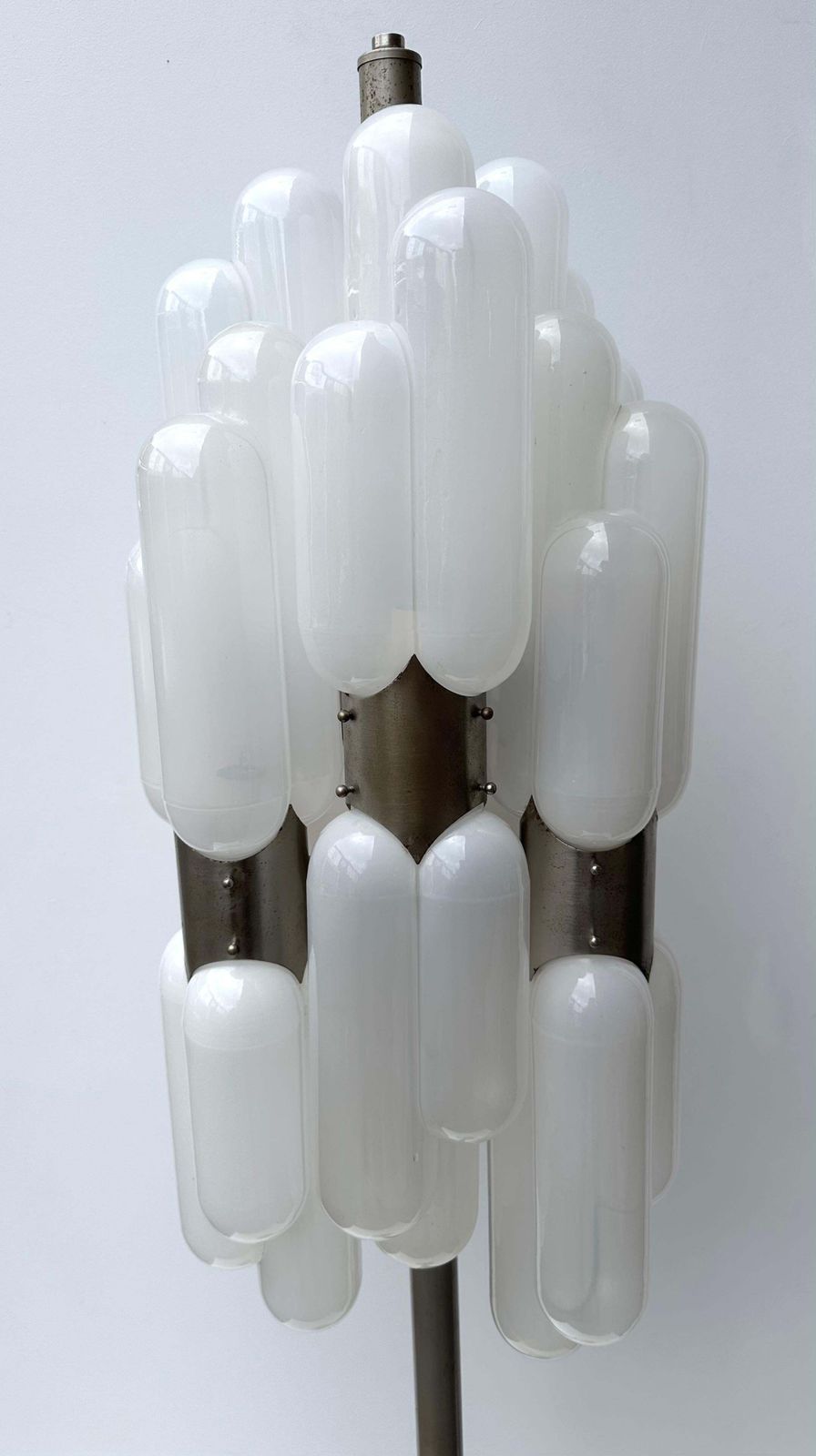 photo vinterior Floor Lamp Torpedo Murano Glass Metal By Carlo Nason For Mazzega, Italy, 1970s
