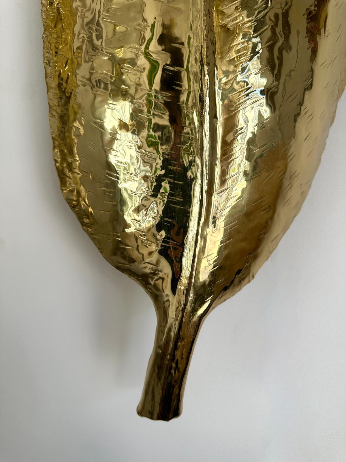 Large Contemporary Pair Of Brass Palm Sconces, Italy photo buy