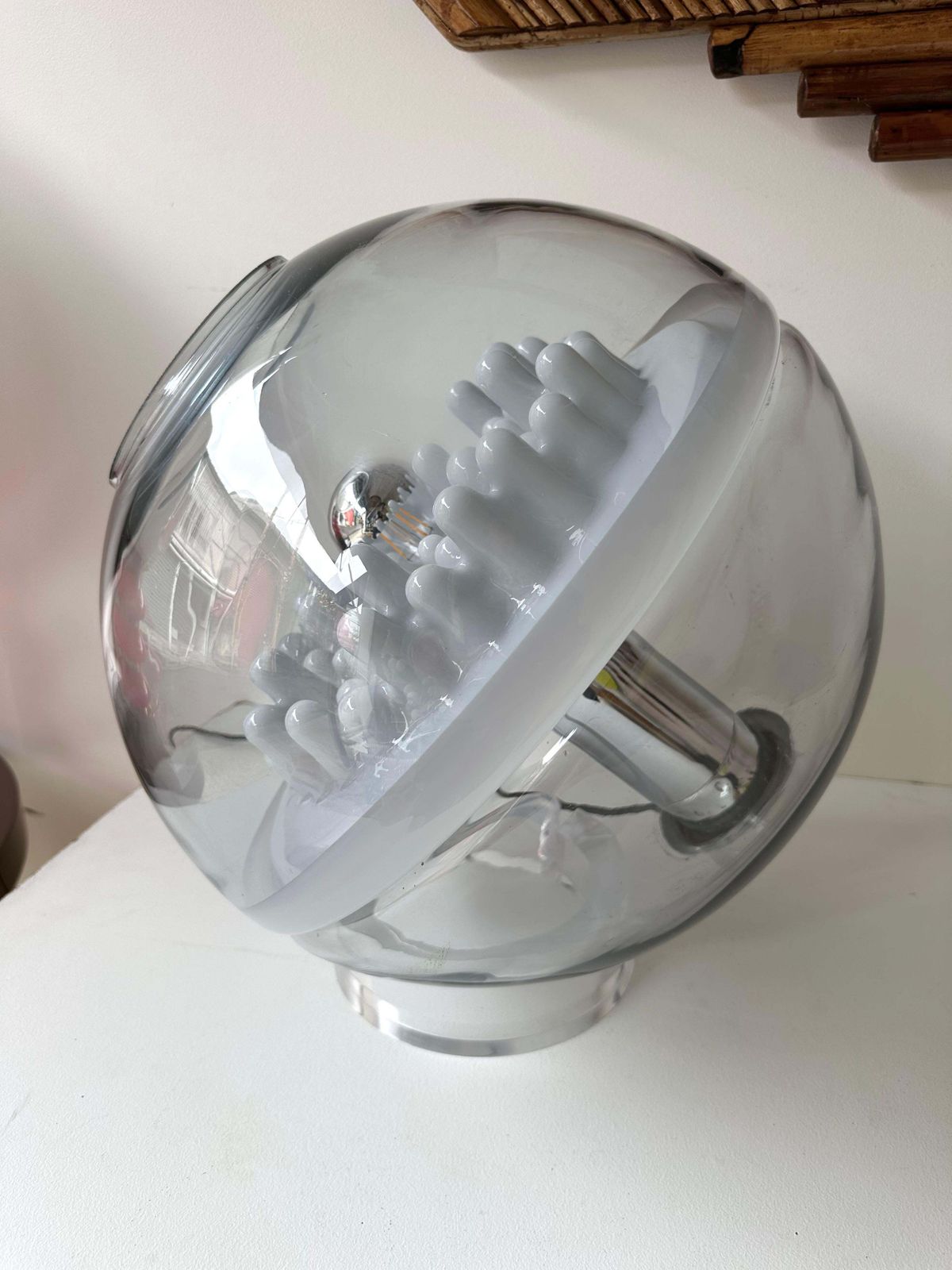 Space Age Murano Glass And Lucite Lamp By Leucos, Italy, 1970s photo 4112.0