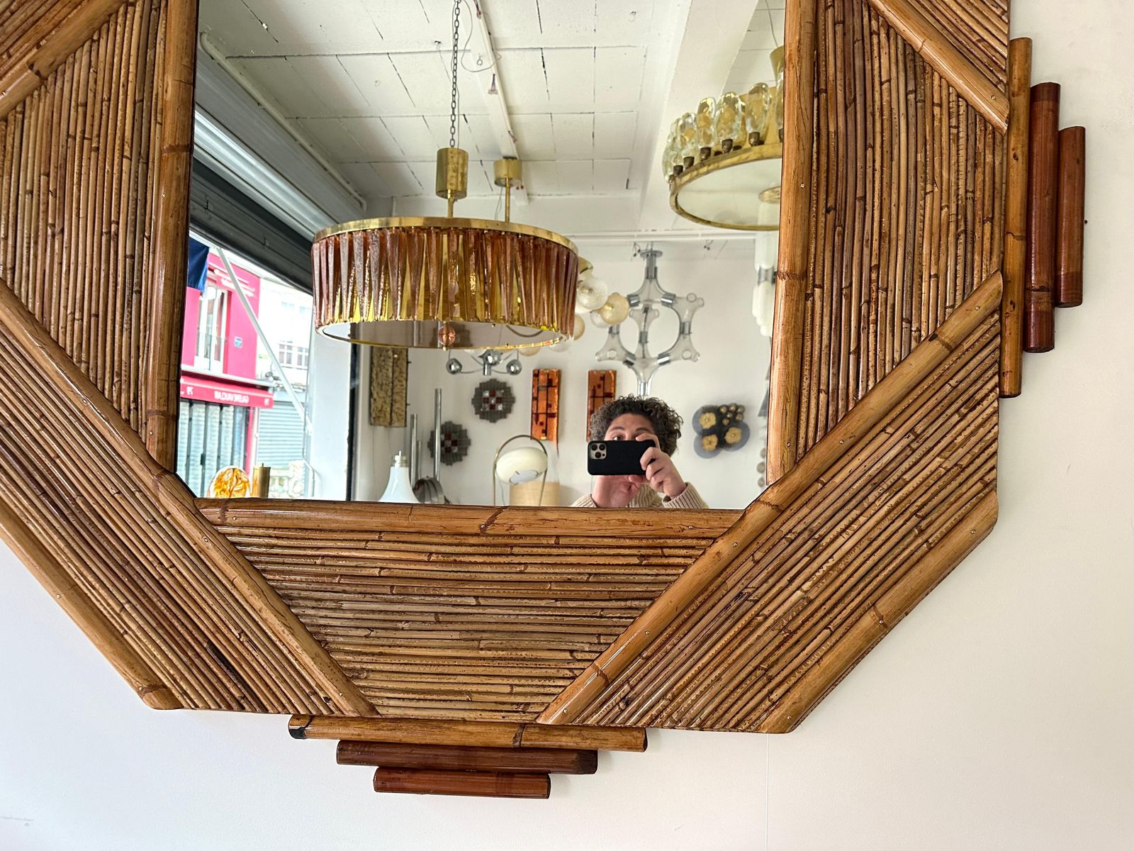 Home Decor Large Bamboo And Rattan Mirror By Colin Morrow For Vivai Del Sud. Italy, 1970s photo