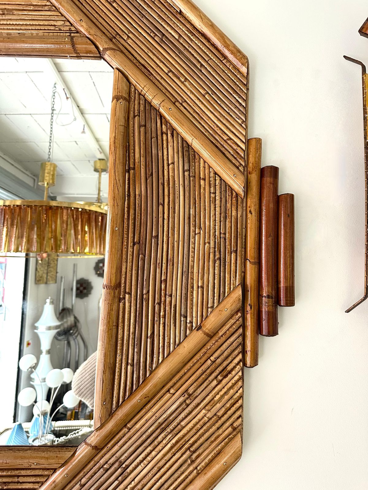 4883.0 Large Bamboo And Rattan Mirror By Colin Morrow For Vivai Del Sud. Italy, 1970s photo