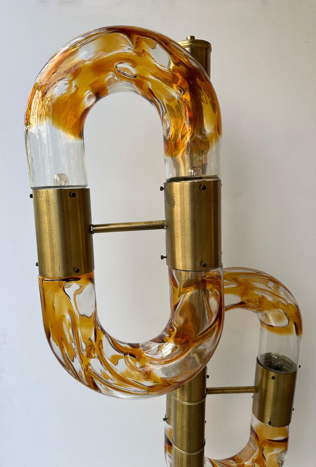 Brass Chain Floor Lamp Murano Glass By Aldo Nason For Mazzega, Italy, 1970s photo 5996.0