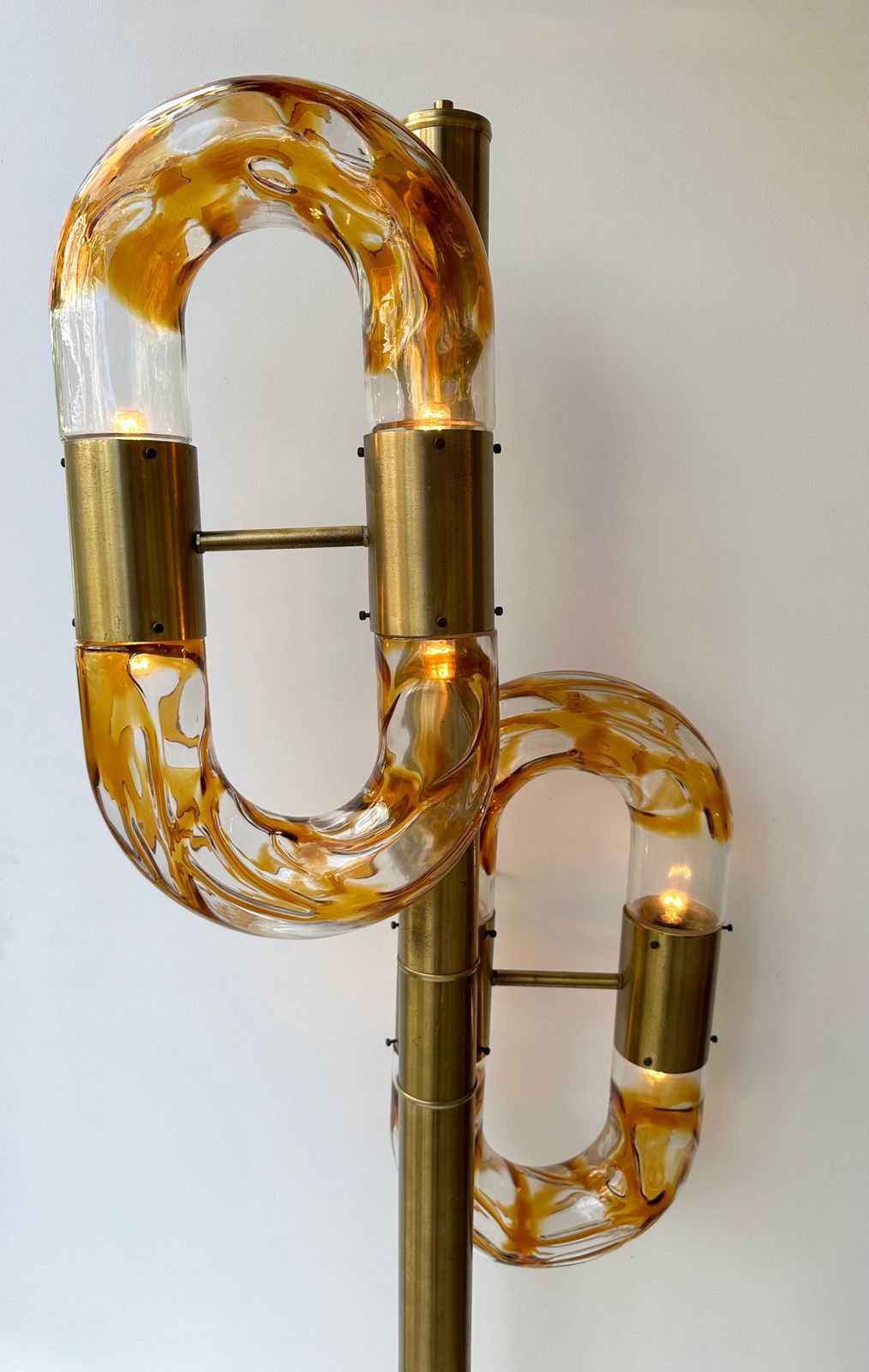 Lighting Brass Chain Floor Lamp Murano Glass By Aldo Nason For Mazzega, Italy, 1970s photo