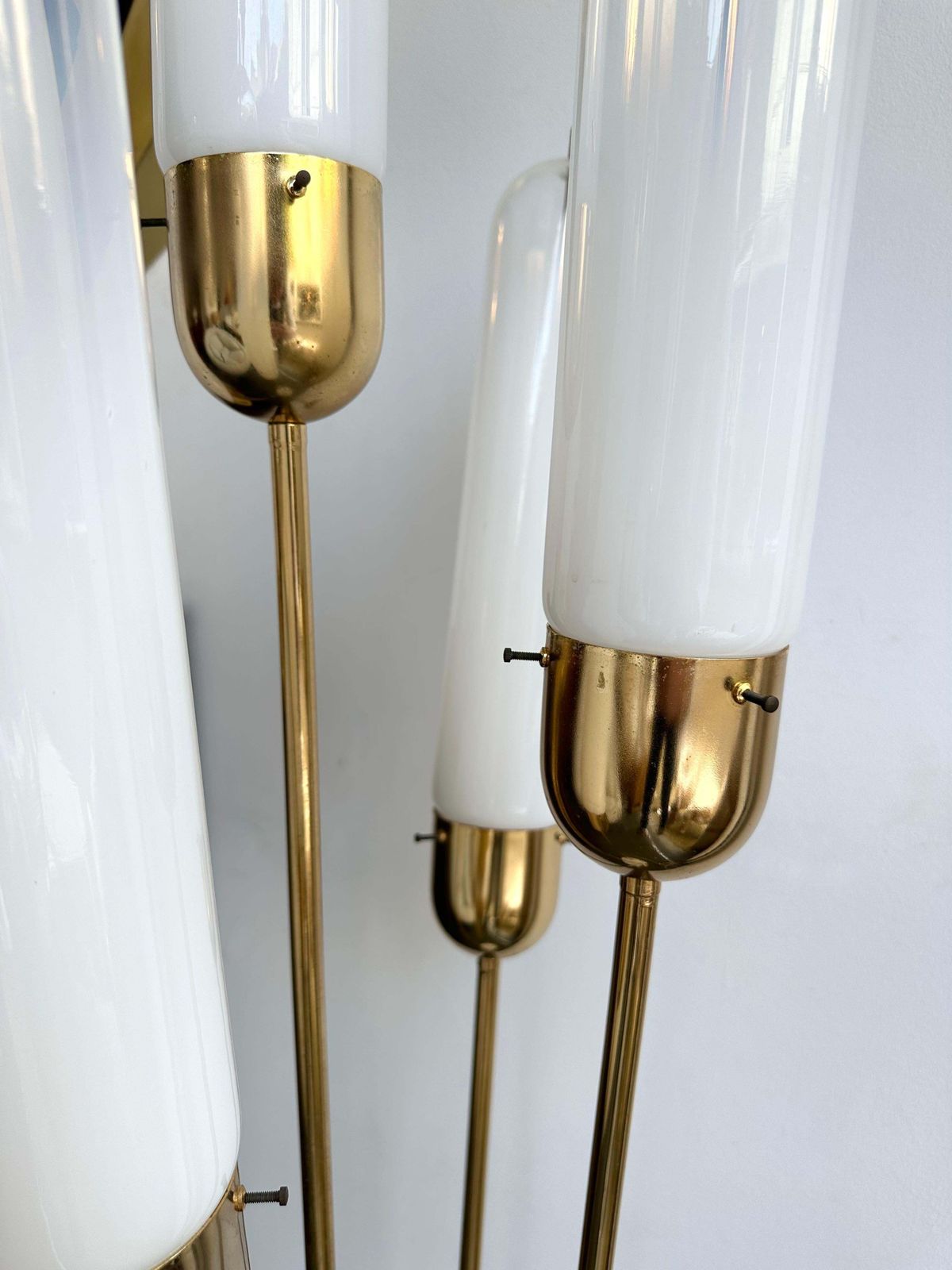 photo furniture Mid Century Modern Brass Reed Floor Lamp Murano Glass By Mazzega, Italy, 1970s