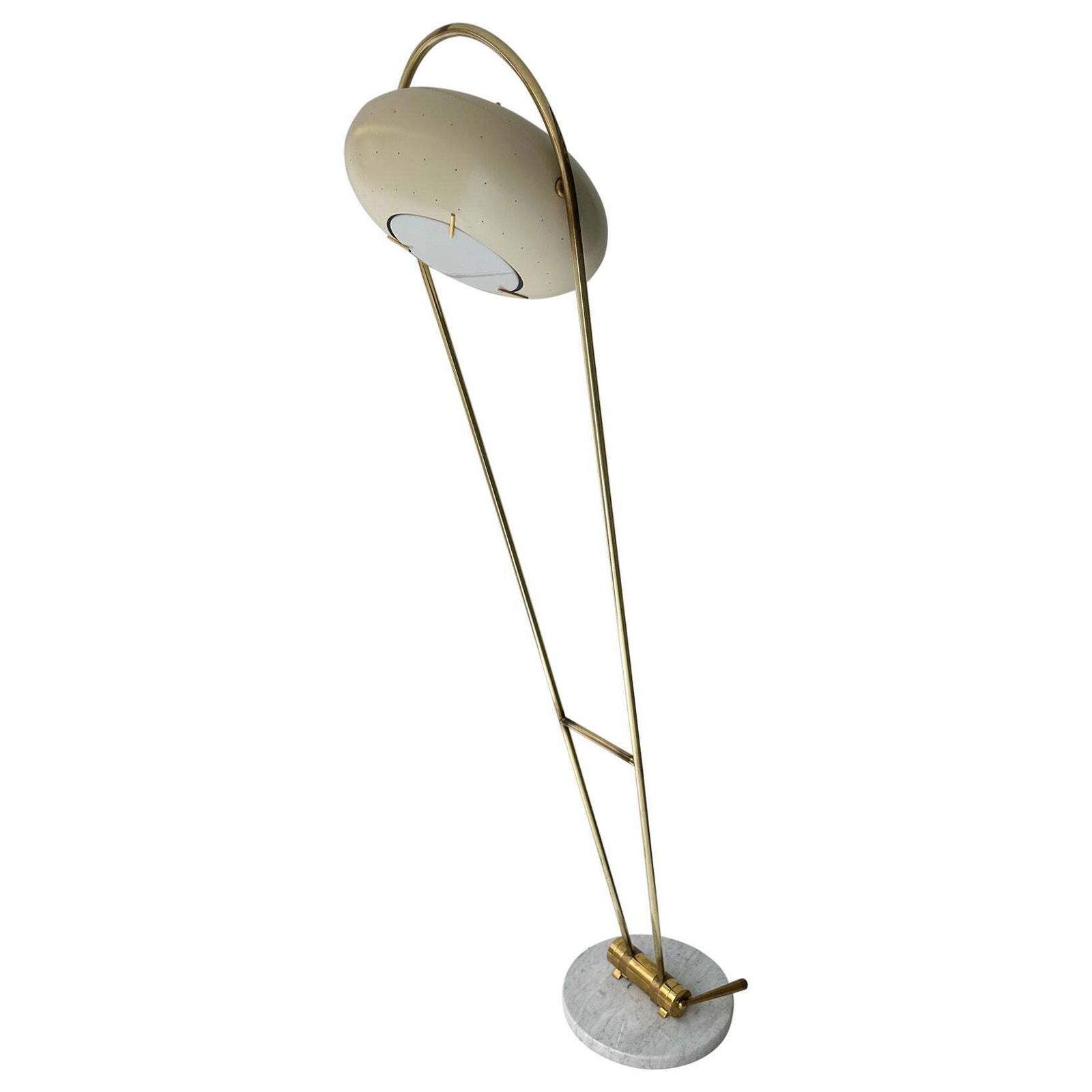 Mid Century Floor Lamp Brass Metal By Angelo Lelii For Arredoluce, Italy, 1950s