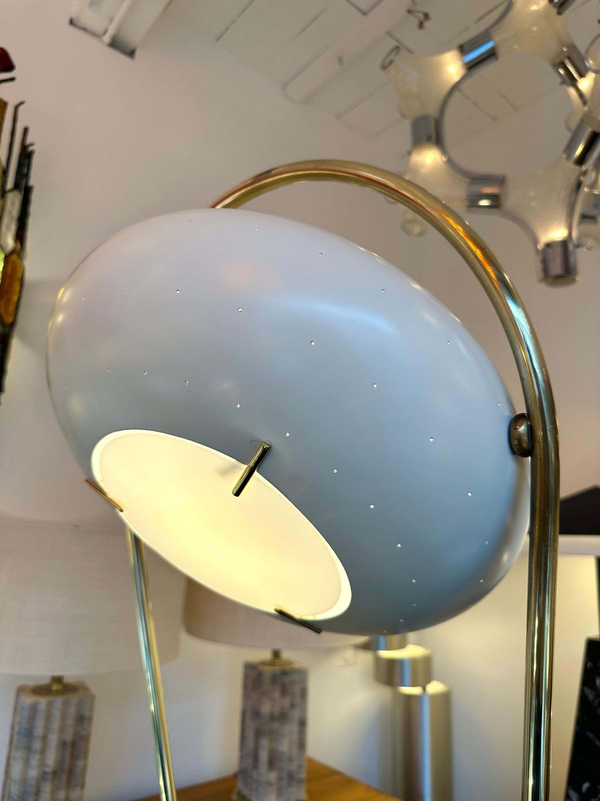 photo furniture Mid Century Floor Lamp Brass Metal By Angelo Lelii For Arredoluce, Italy, 1950s