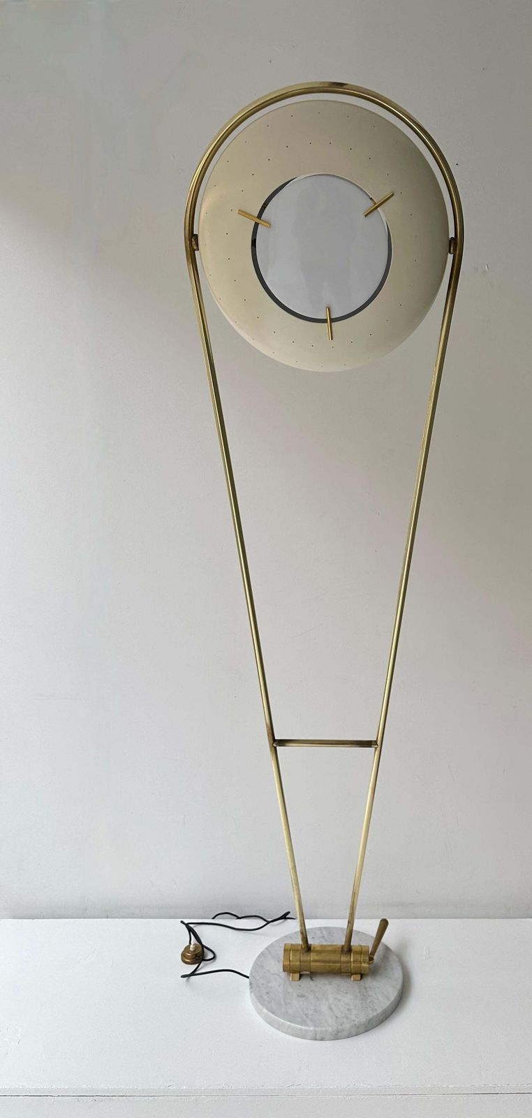 photo vintage Mid Century Floor Lamp Brass Metal By Angelo Lelii For Arredoluce, Italy, 1950s