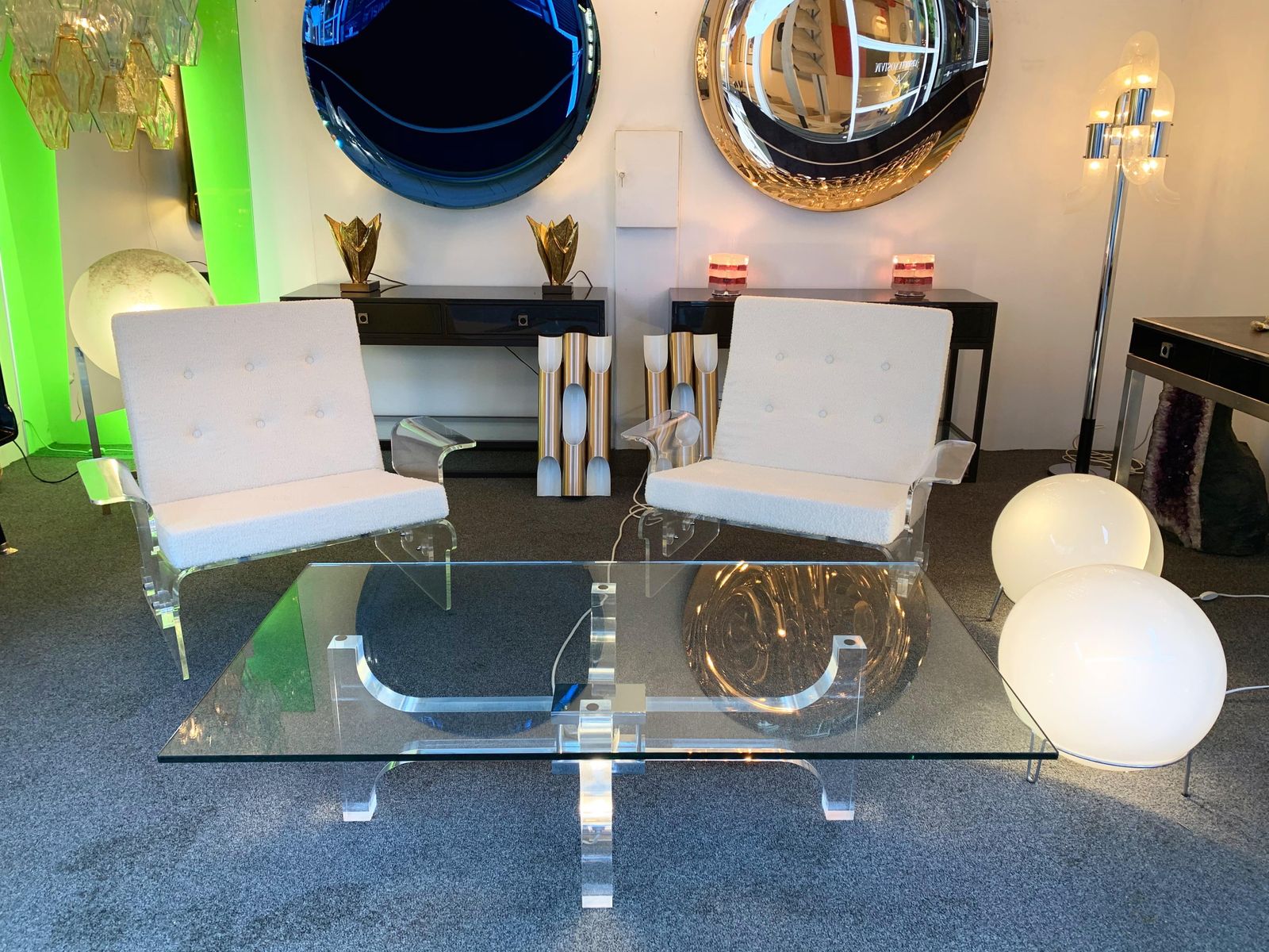 Lightning Lucite And Metal Coffee Table By Philippe Jean, France, 1970s photo vintage