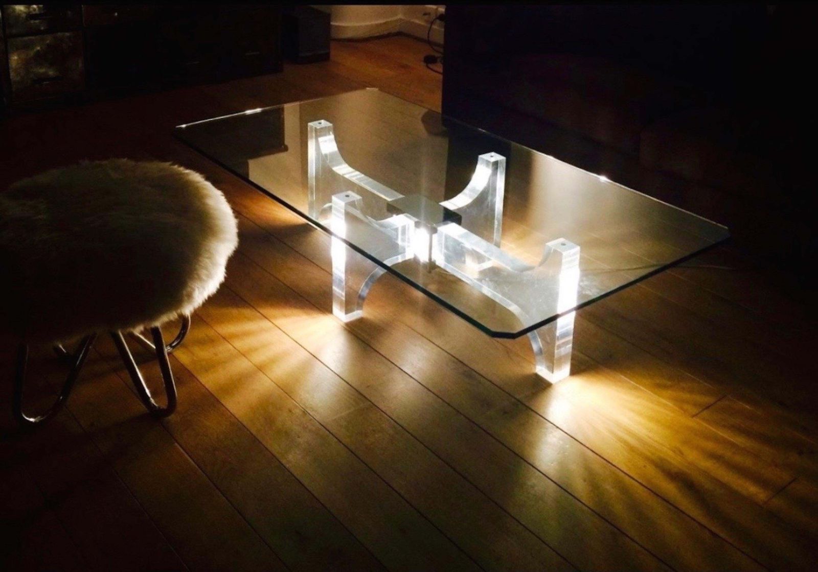 photo furniture Lightning Lucite And Metal Coffee Table By Philippe Jean, France, 1970s