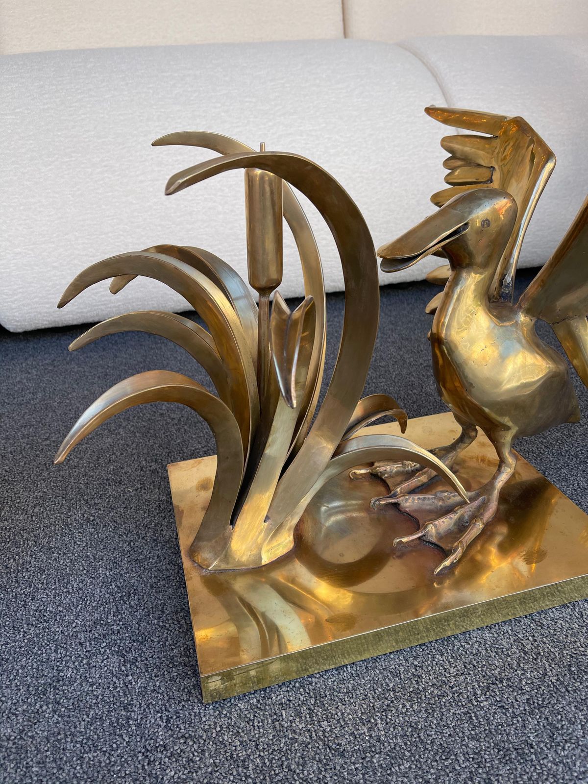 4711.0 Bronze Pelican And Reed Coffee Table By Christian Techoueyres, France, 1970s photo