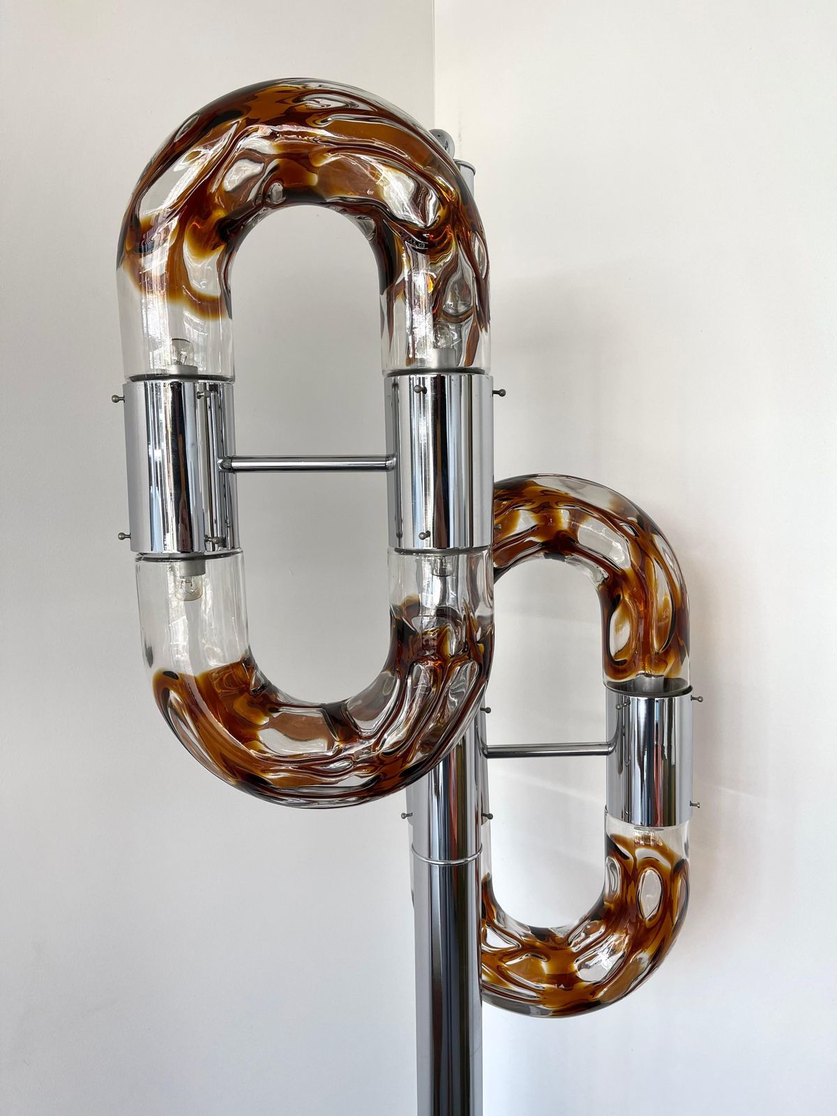 Floor Lamp Metal Chrome Murano Glass By Aldo Nason For Mazzega, Italy, 1970s photo Lighting