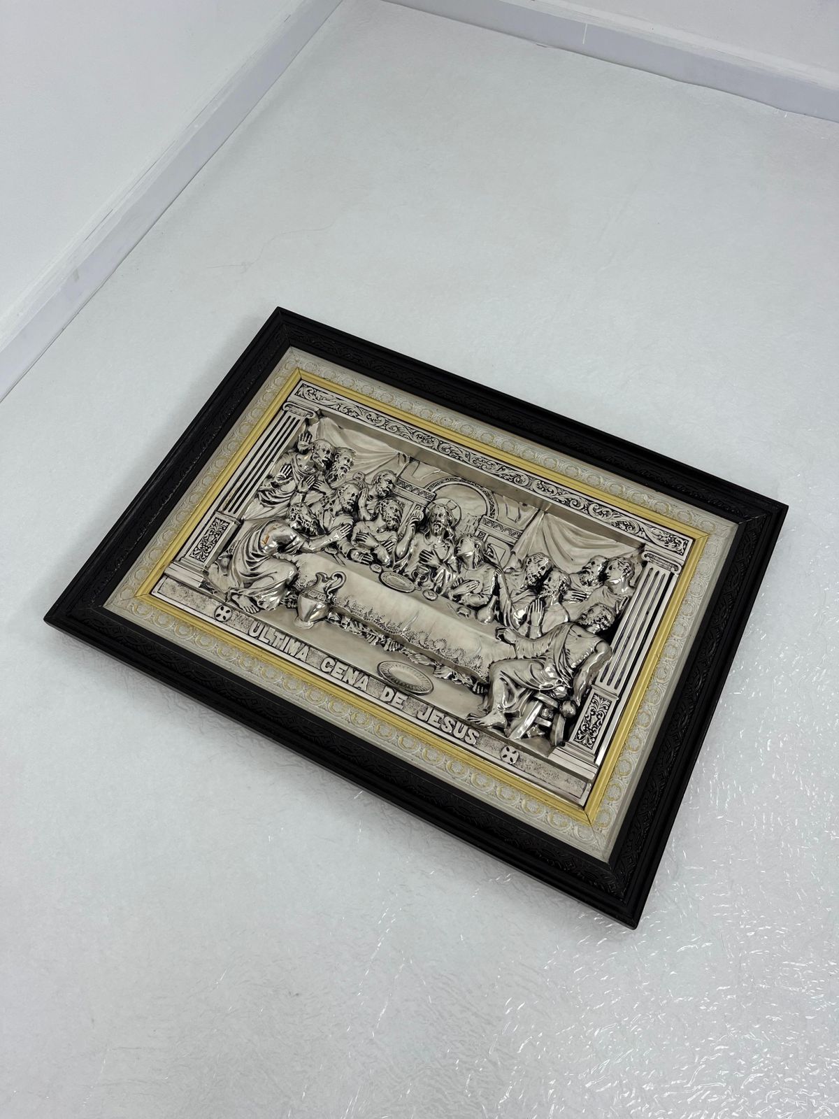 Large "Ultima Cena De Jesus" Made In Italy Silver Plated Metal 1960s photo buy