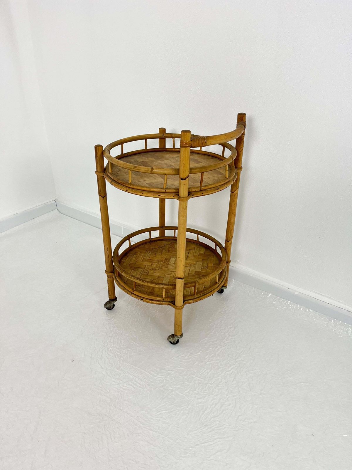 Mid Century Bamboo Circular Bar Cart, 1960s photo Furniture