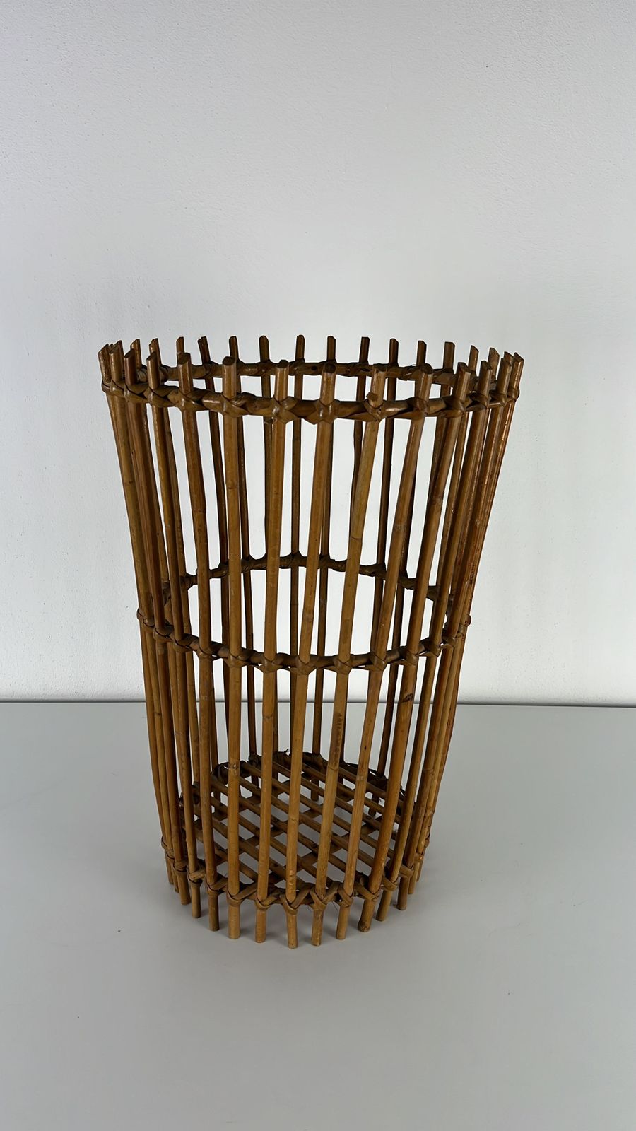 Mid Century Bamboo Umbrella Stand, Made In Italy, 1960s photo for sale