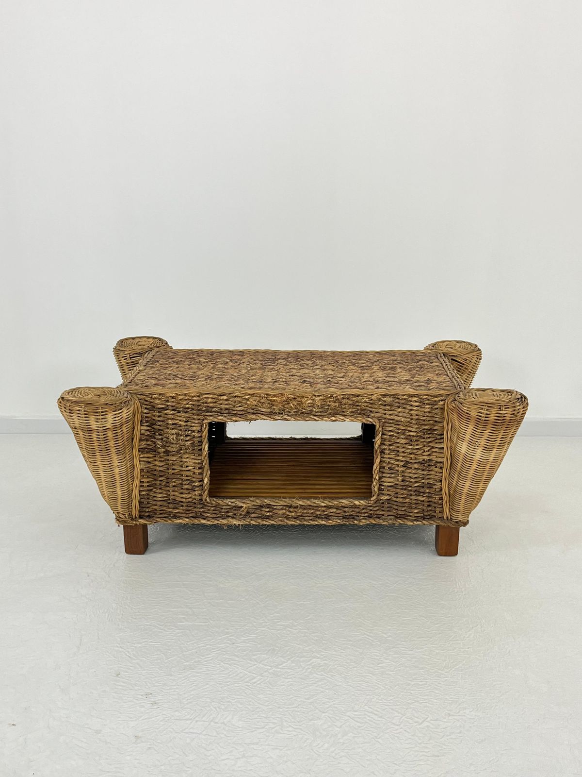 Mid Century Rattan And Bamboo Coffee Table, Made In Italy, 1960s photo vinterior