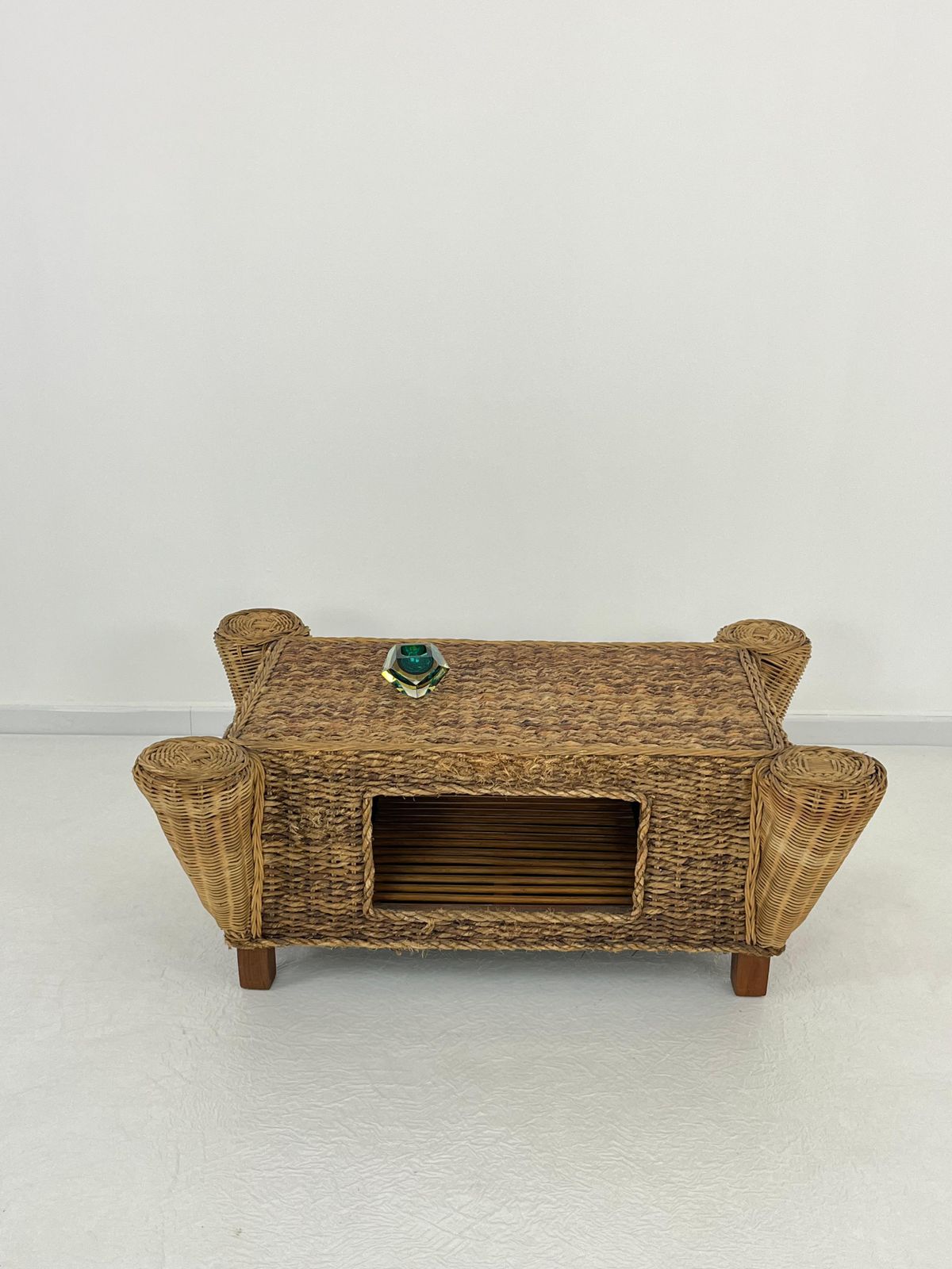 Mid Century Rattan And Bamboo Coffee Table, Made In Italy, 1960s photo buy