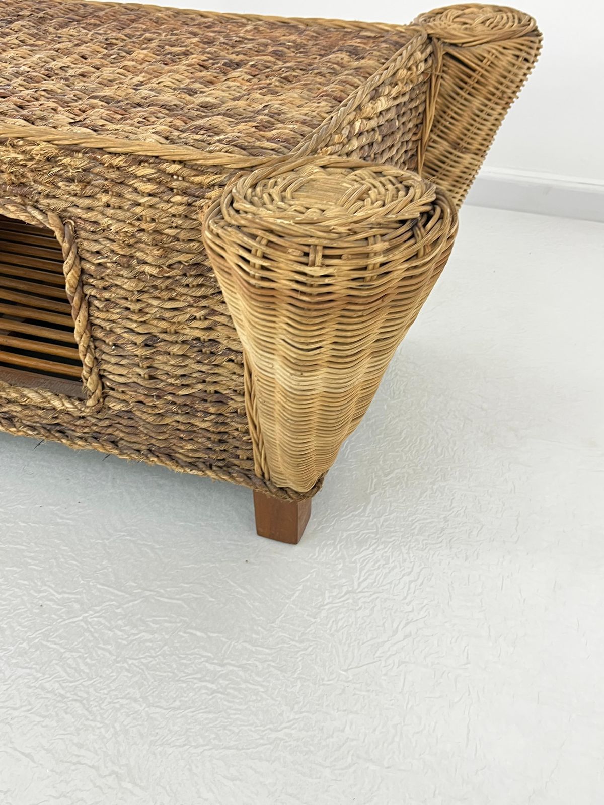 Furniture Mid Century Rattan And Bamboo Coffee Table, Made In Italy, 1960s photo