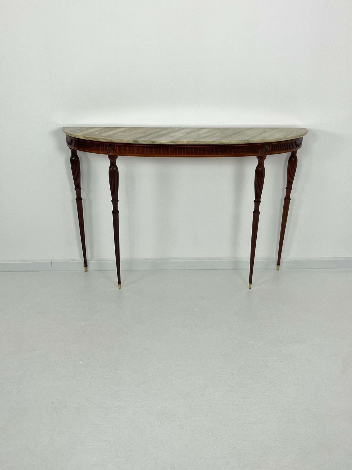 2484.0 Italian Console Table Mid Century Marble Top Brass Details 1950s photo
