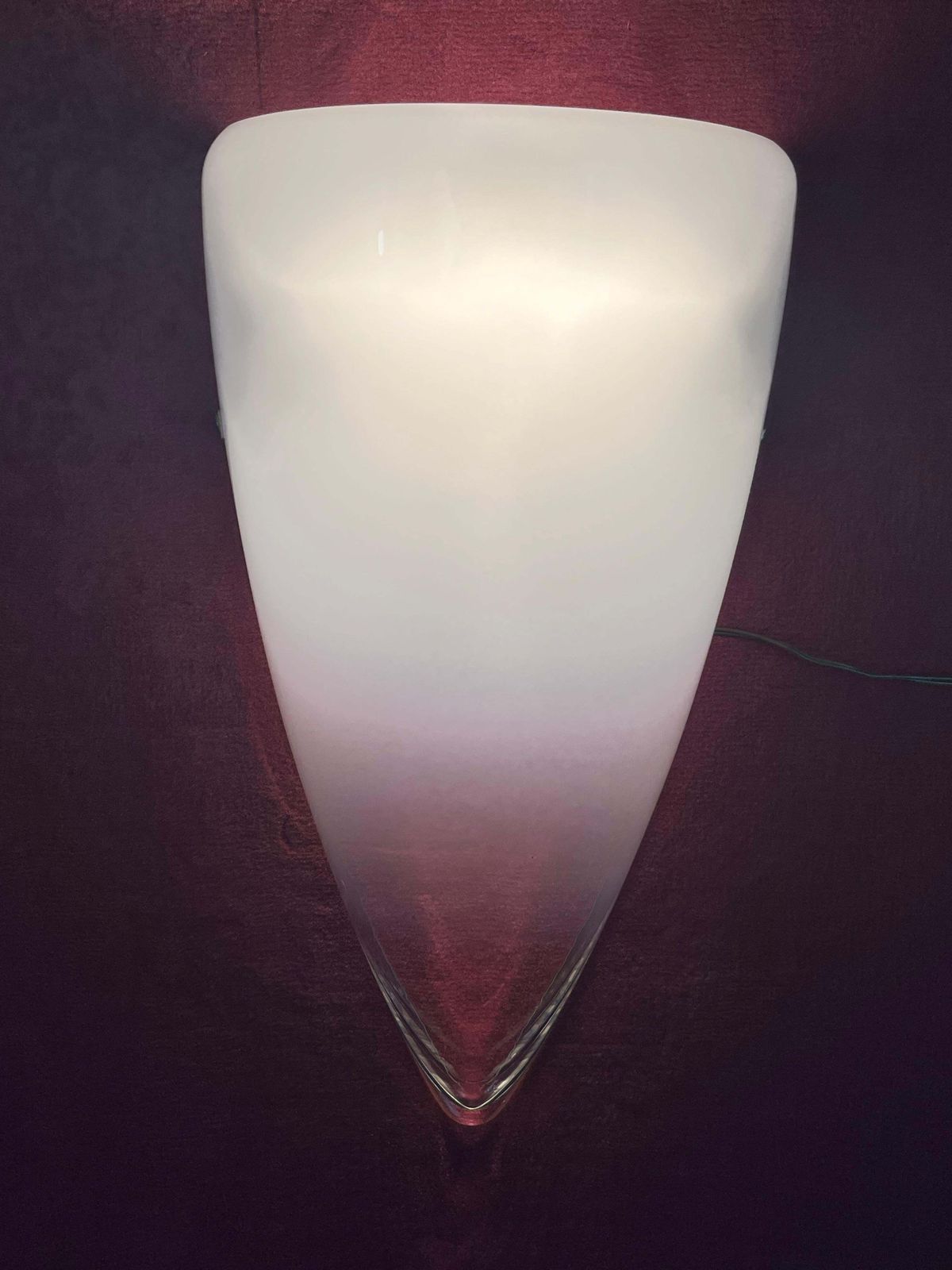 Set Of 2 Murano Milk Glass And Transparent Wall Lamps, 1980s photo for sale