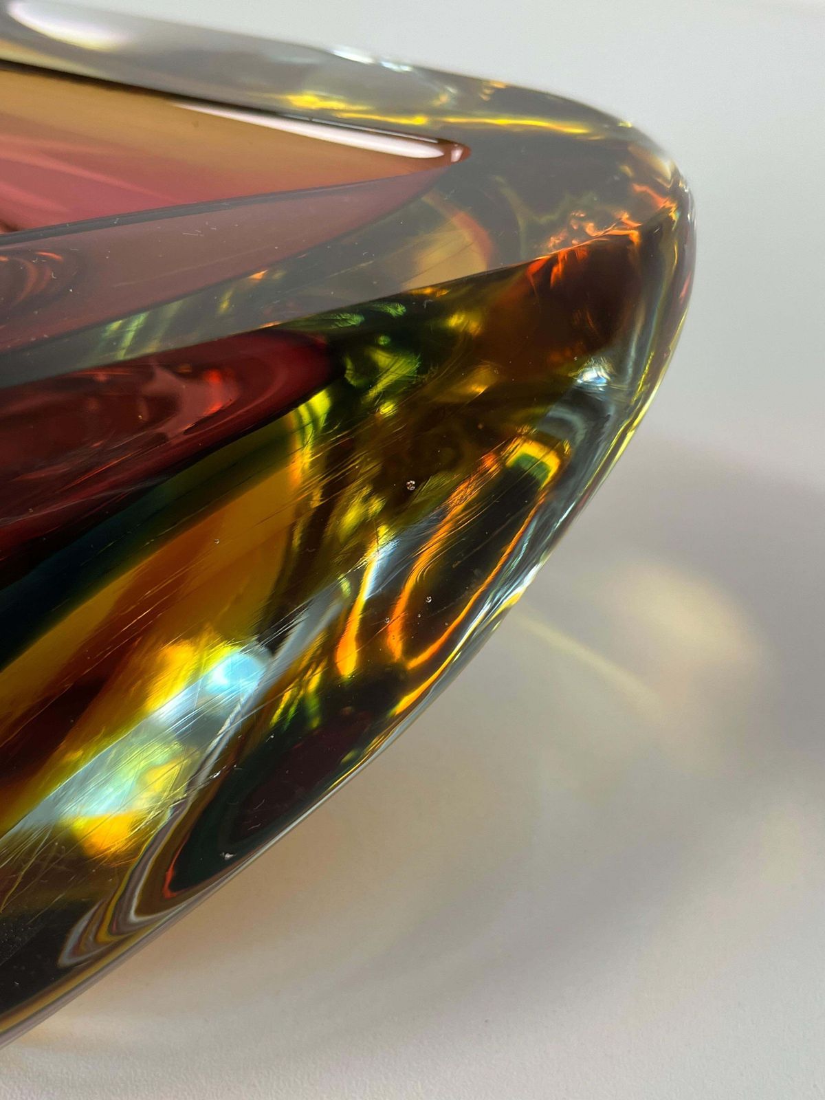 Large Mid Century Murano Glass Ashtray Amber, 1960s photo Home Decor