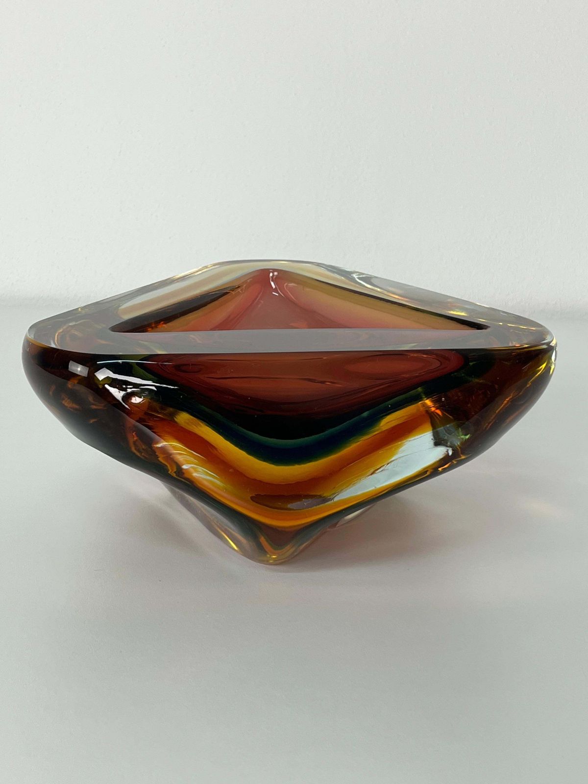 photo furniture Large Mid Century Murano Glass Ashtray Amber, 1960s
