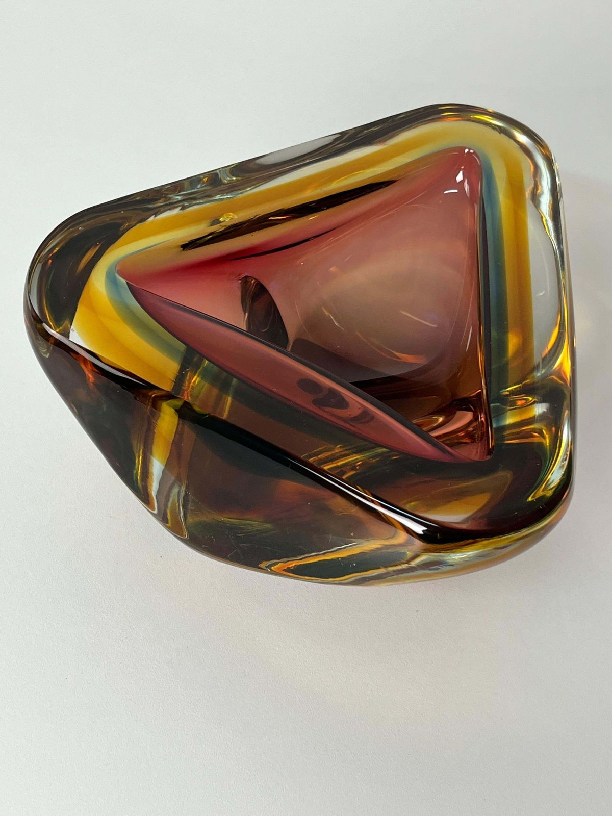 Home Decor Large Mid Century Murano Glass Ashtray Amber, 1960s photo