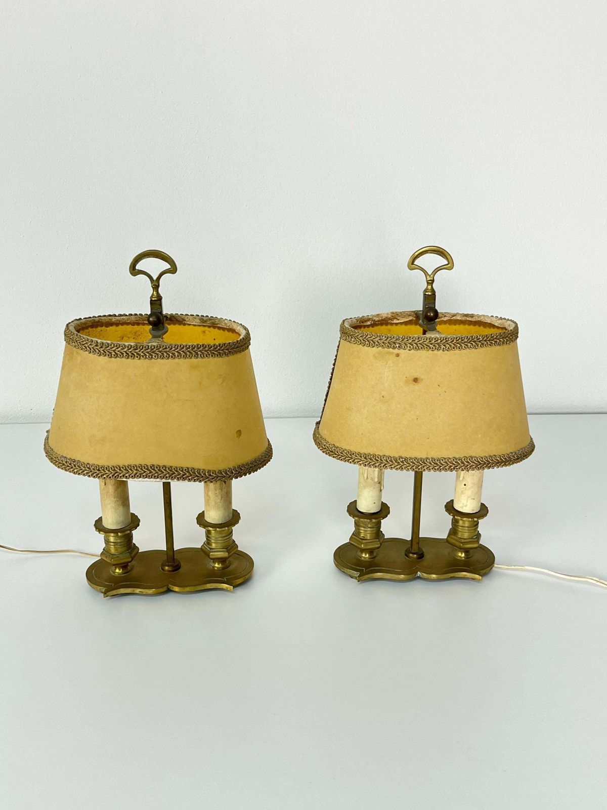 Set Of 2 Mid Century French 2 Light Bedside Lamps, 1950s photo furniture