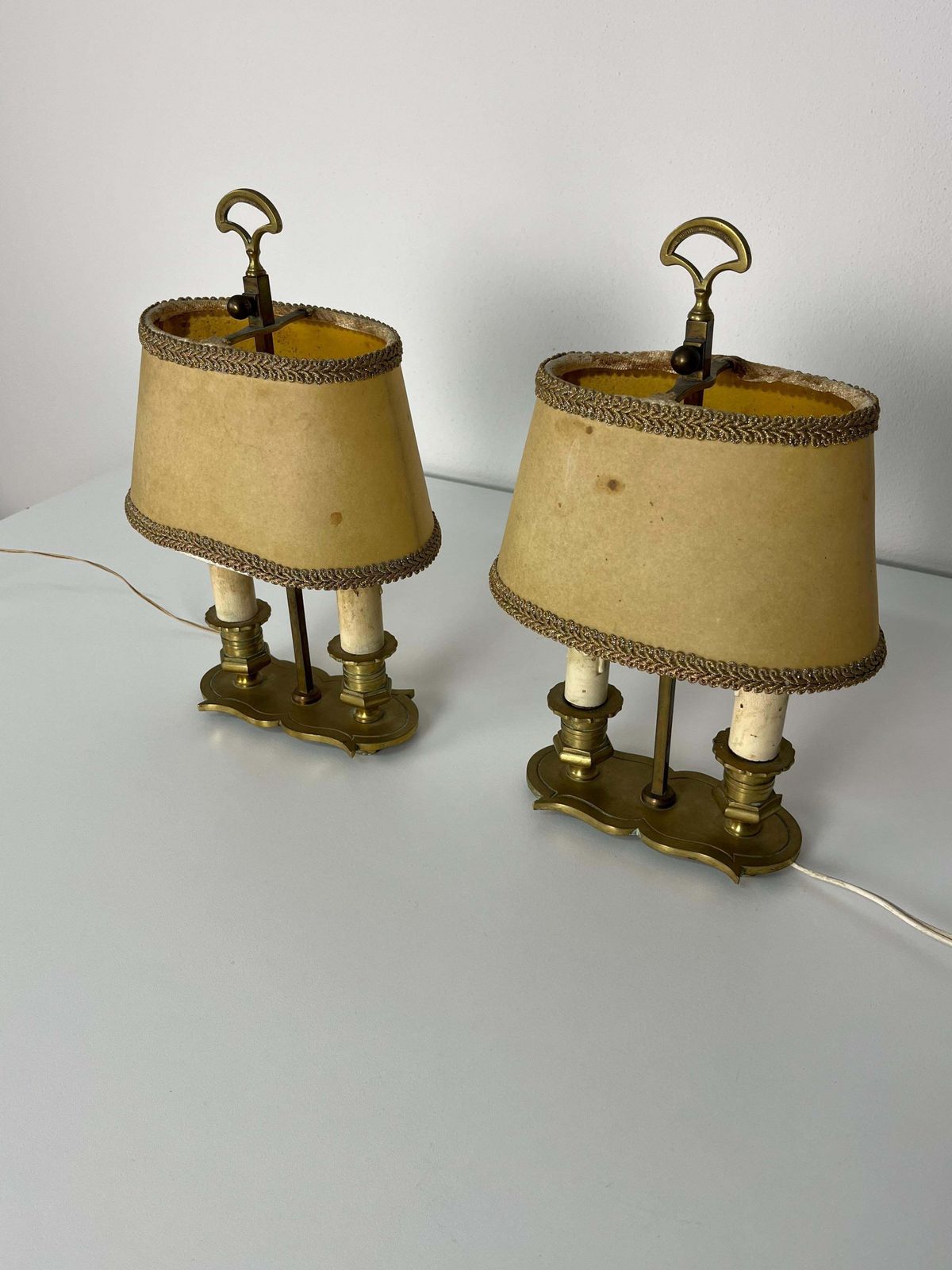 Set Of 2 Mid Century French 2 Light Bedside Lamps, 1950s photo buy