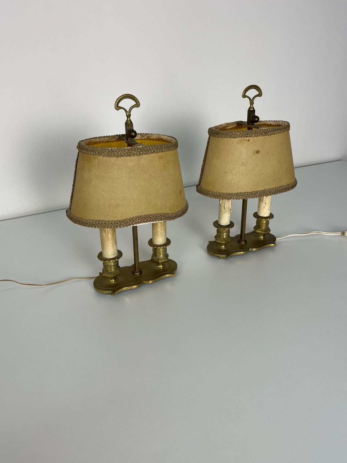 Set Of 2 Mid Century French 2 Light Bedside Lamps, 1950s photo vintage