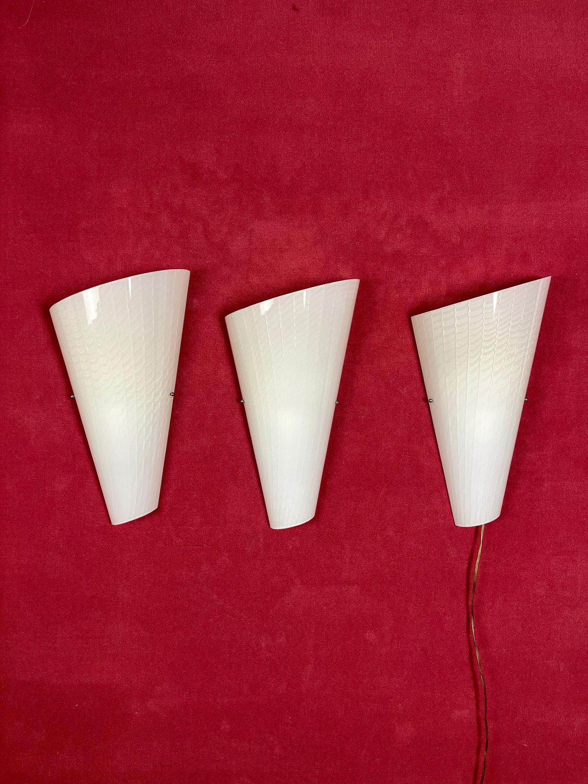 Set Of 3 Large Murano Glass Wall Lamps, 1980s photo vinterior