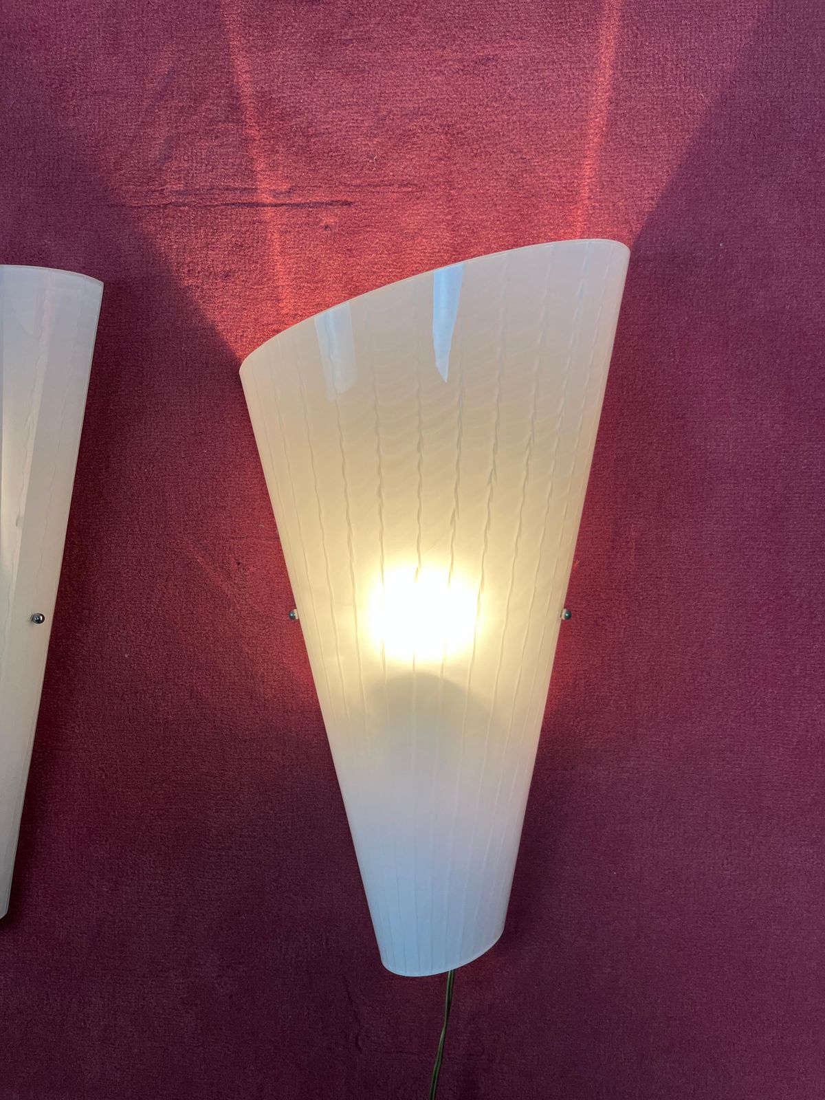 Set Of 2 Large Murano Glass Wall Lamps, 1980s photo Lighting
