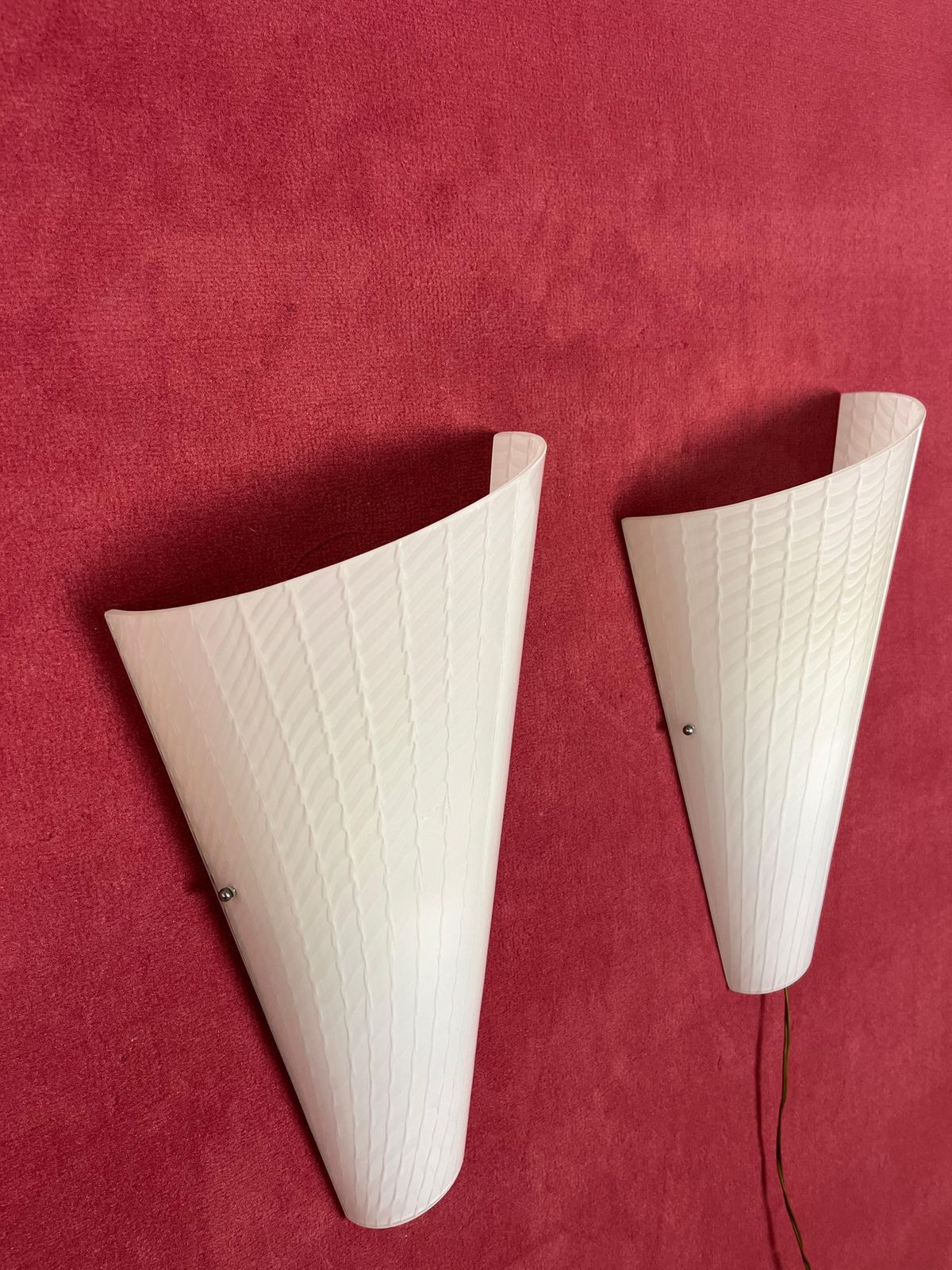 photo furniture Set Of 2 Large Murano Glass Wall Lamps, 1980s