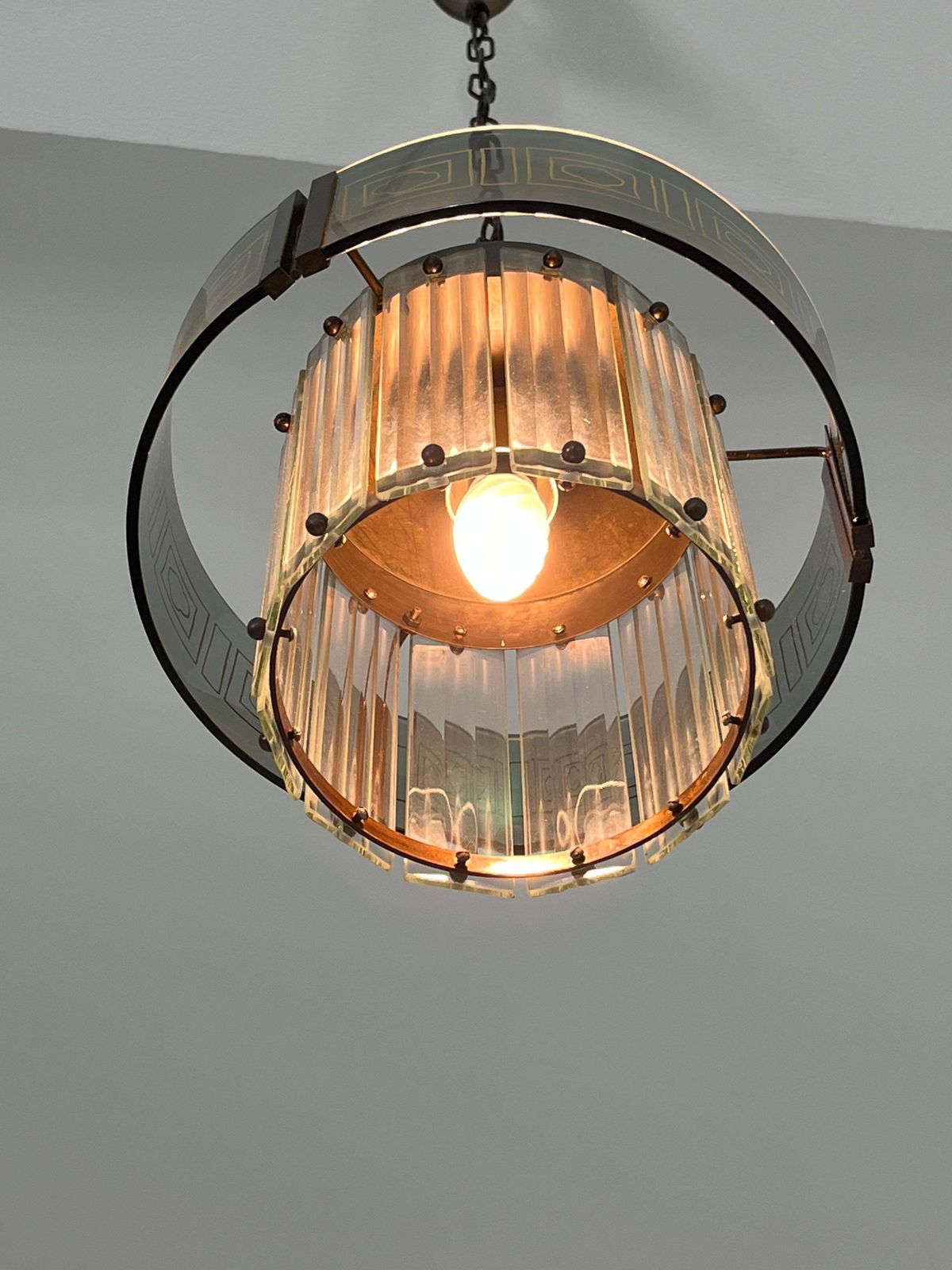 Mid Century Murano Glass Art Deco Chandelier, 1950s photo vinterior