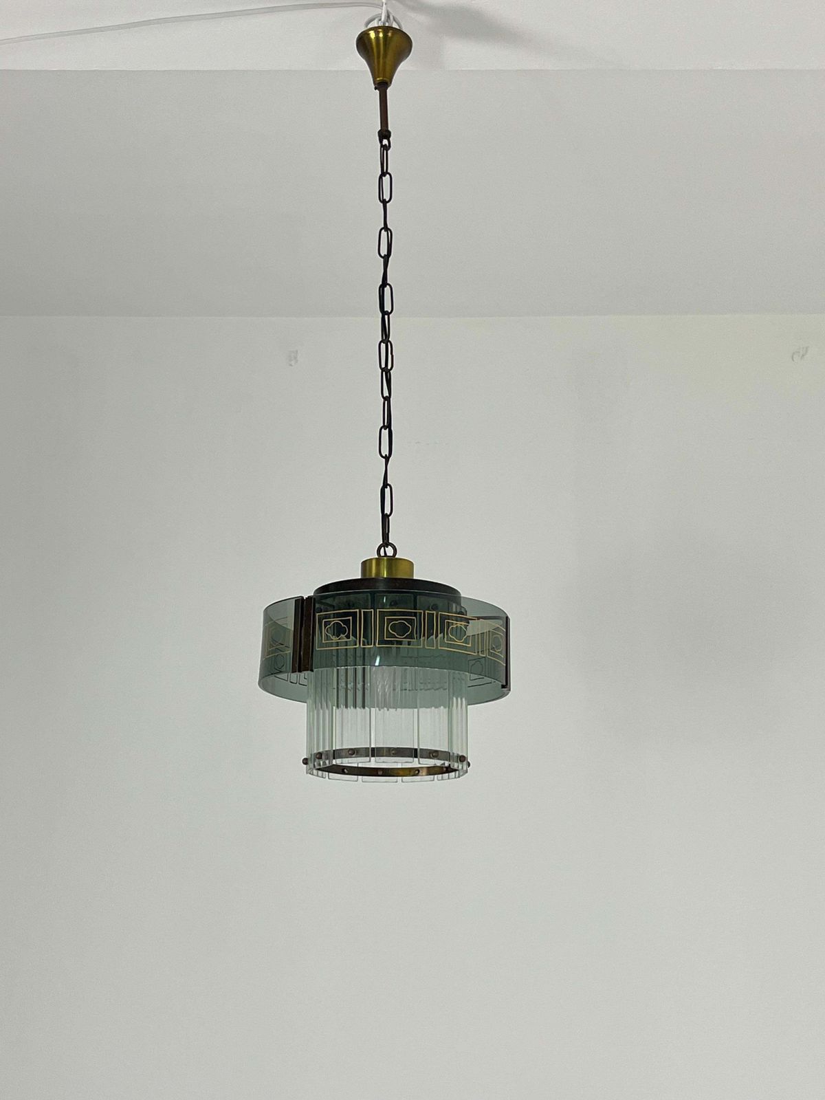 photo for sale Mid Century Murano Glass Art Deco Chandelier, 1950s