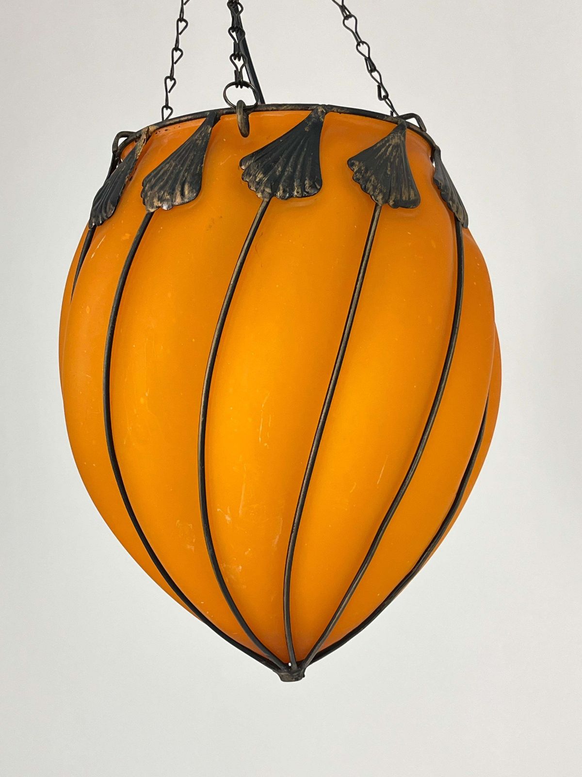 Set Of 2 Orange Murano Glass Pendant Lamps, 1980s photo furniture