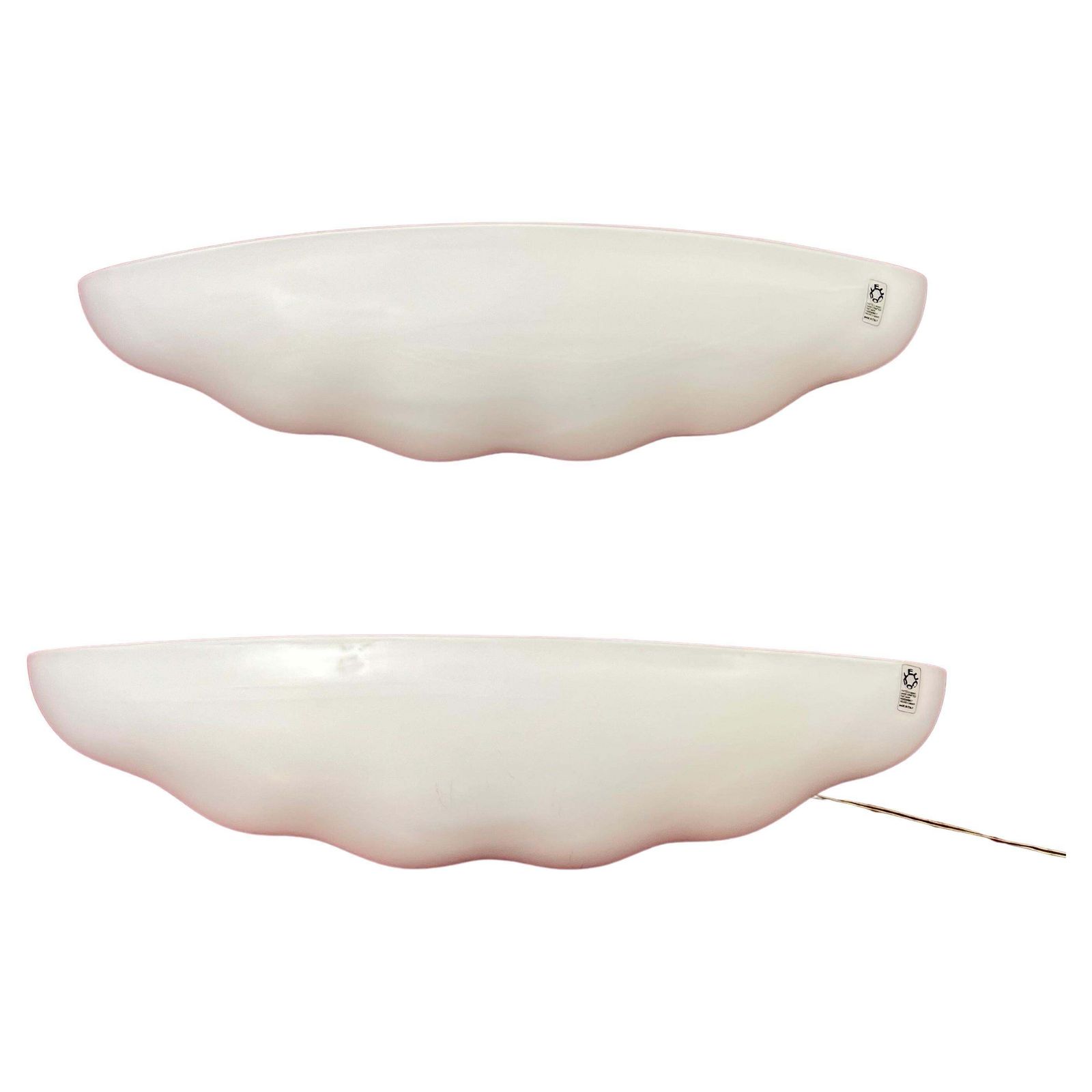 Set Of 2 Large Leucos Wall Lamps In Opaline Blown Murano Glass, 1980s