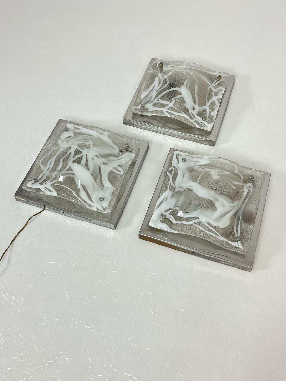 Set Of 3 Murano Glass Wall Lamps Attributed To Toni Zuccheri For Mazzega, 1960s photo Lighting