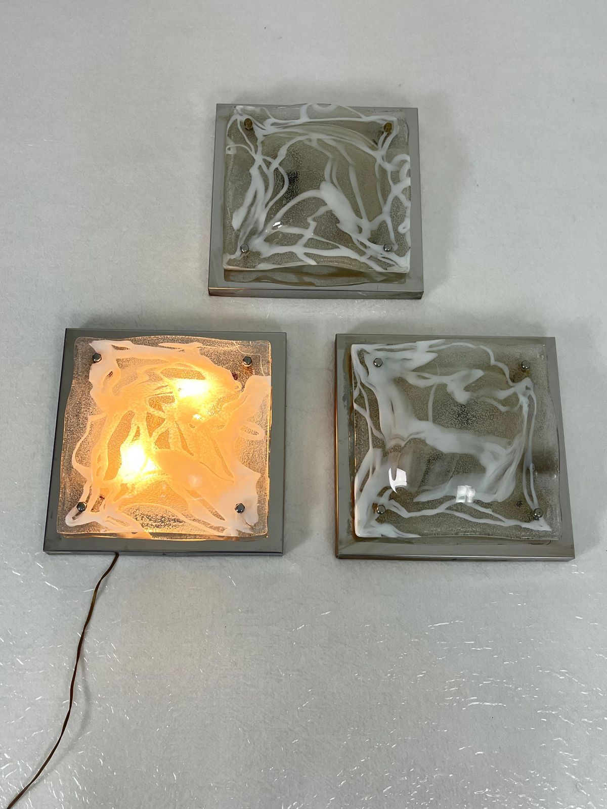 Set Of 3 Murano Glass Wall Lamps Attributed To Toni Zuccheri For Mazzega, 1960s photo vinterior