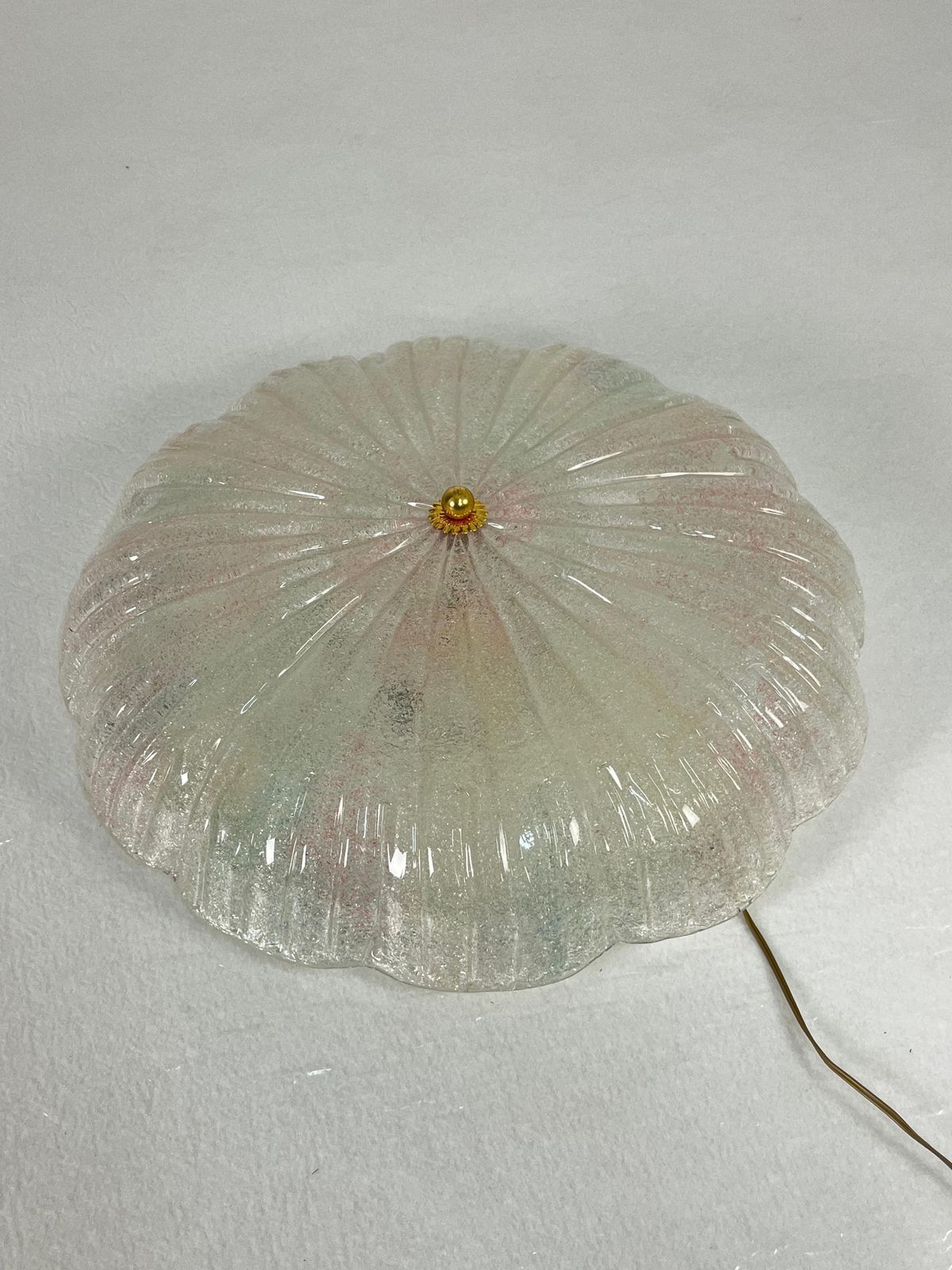 Venetian Ceiling Lamp 2 Lights Murano Glass, 1980s photo vinterior
